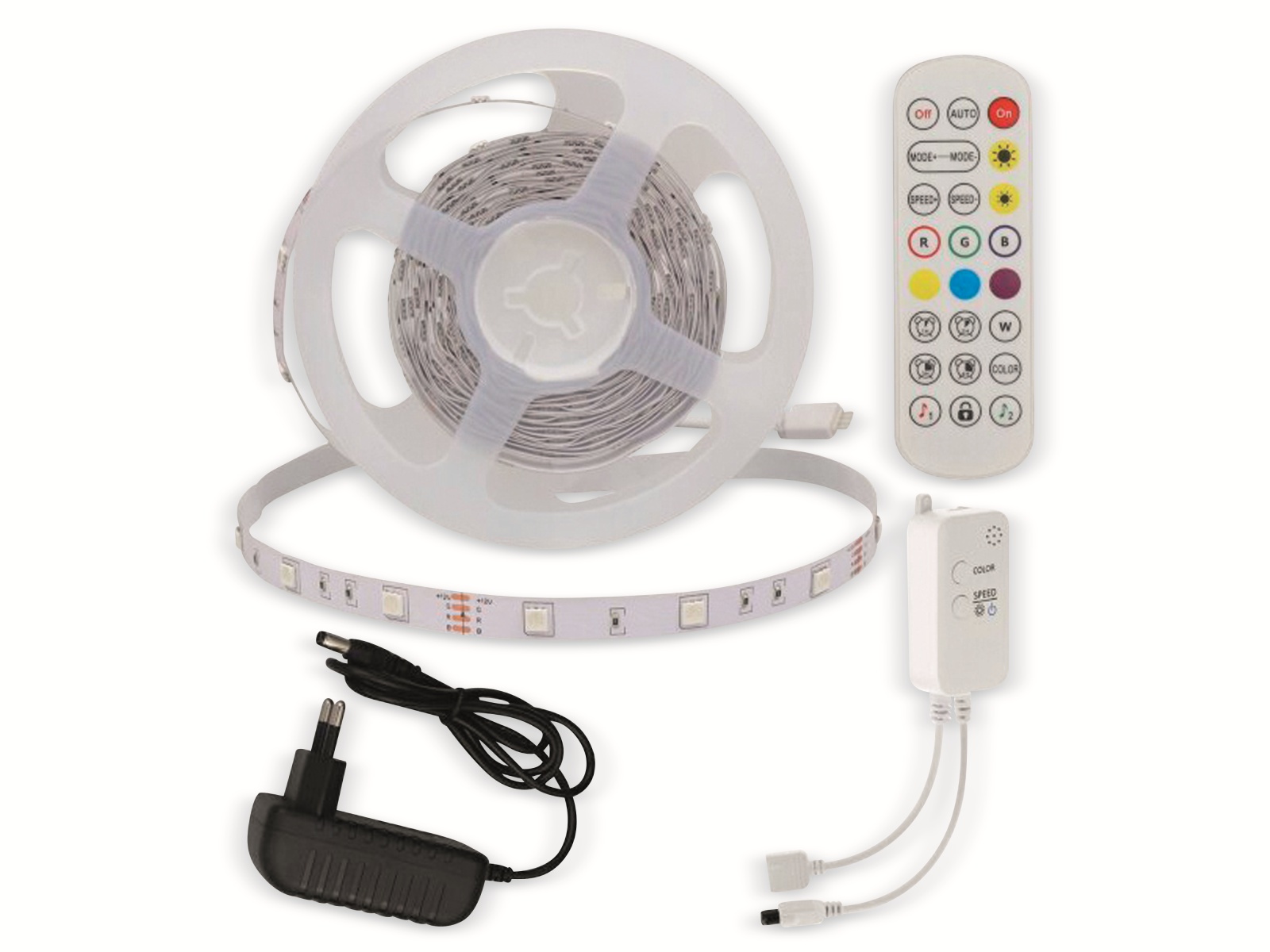 OPTONICA LED-Strip, RGB 4328, 12 V, 30 LEDs, EEK: F, 12 W, 1200 lm, mit Fernbedienung, App, 5 m