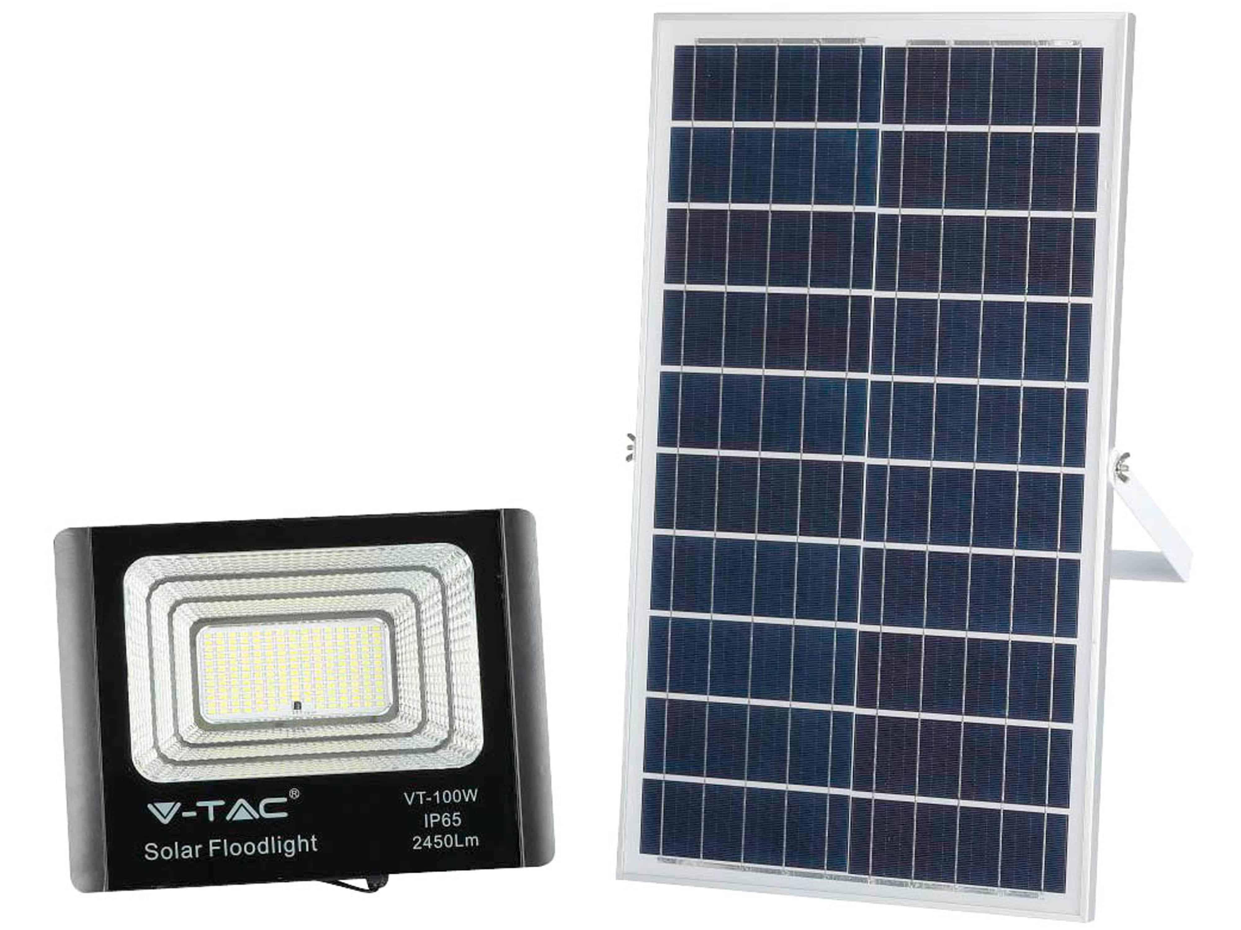 V-TAC Solar LED-Fluter VT-100W, 35 W, 4000 K, mit Panel + Fernbedienung