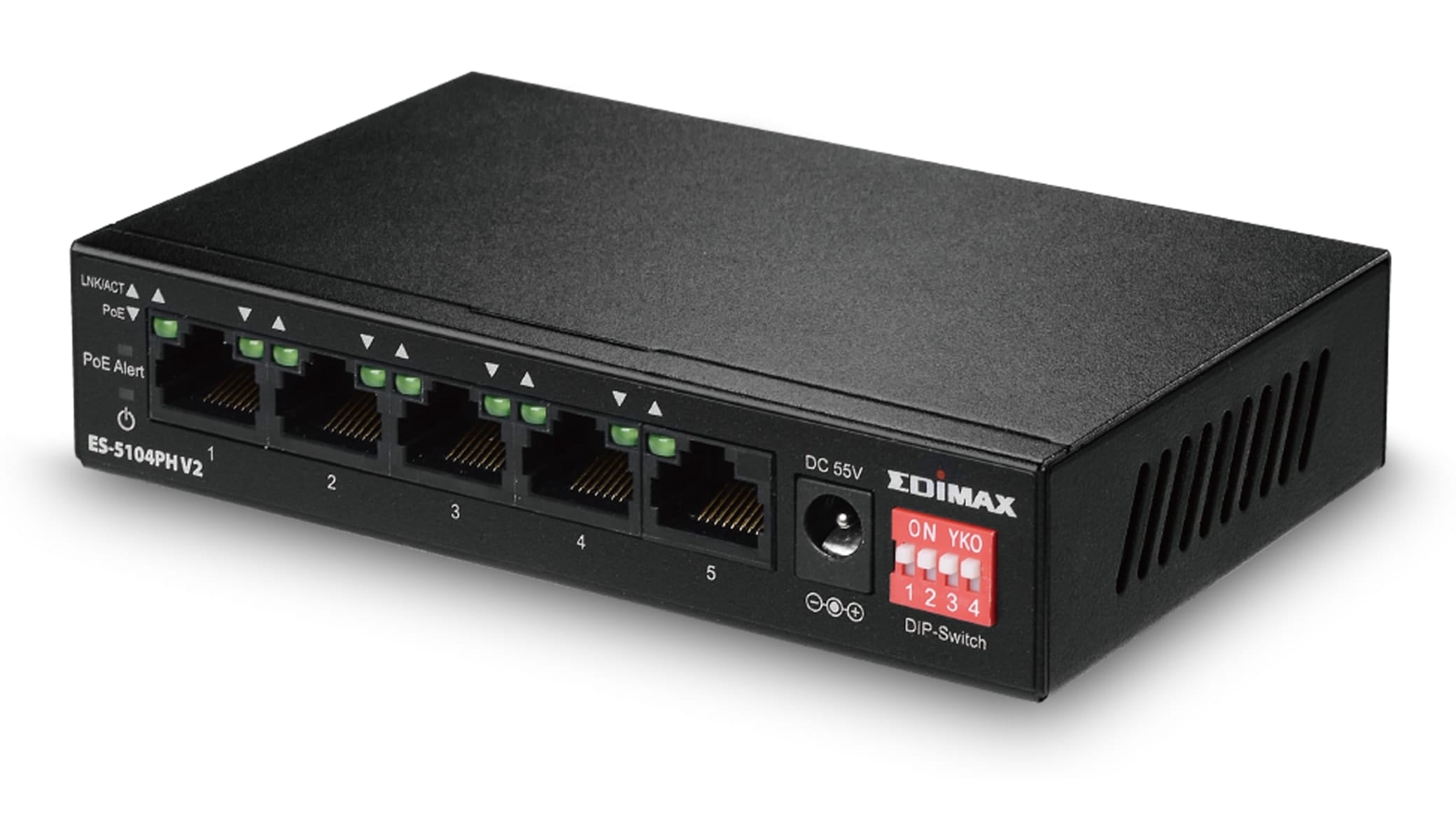 EDIMAX PoE Netzwerk-Switch ES-5104PH V2, Fast Ethernet, 5-port, 70 Watt