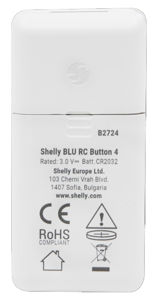 SHELLY smarte Fernbedienung Blu RC Button 4, inkl. Magnethalter, 4-fach