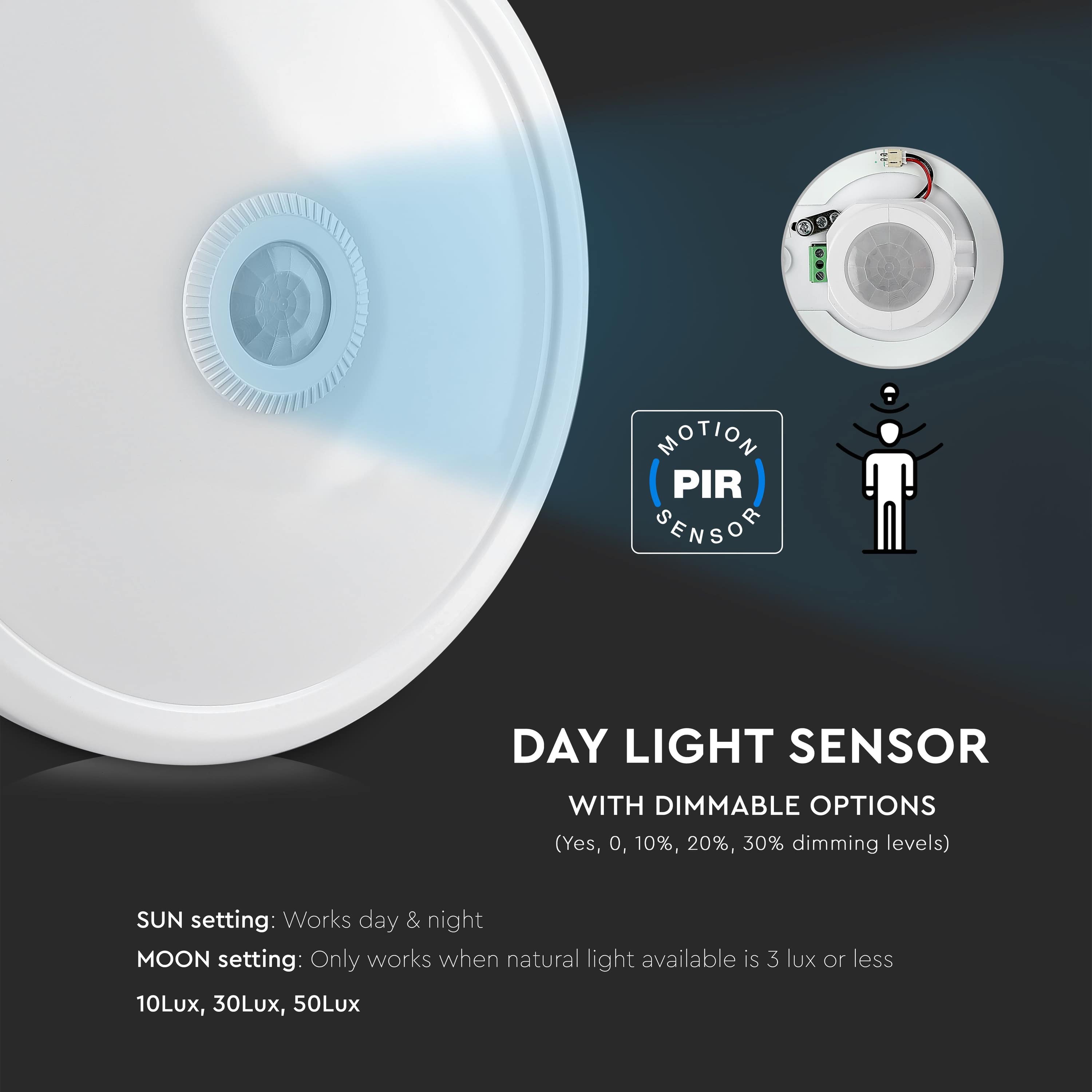 V-TAC LED-Deckenleuchte VT-13, EEK: F, 12 W, 3000 K, mit Sensor, weiß