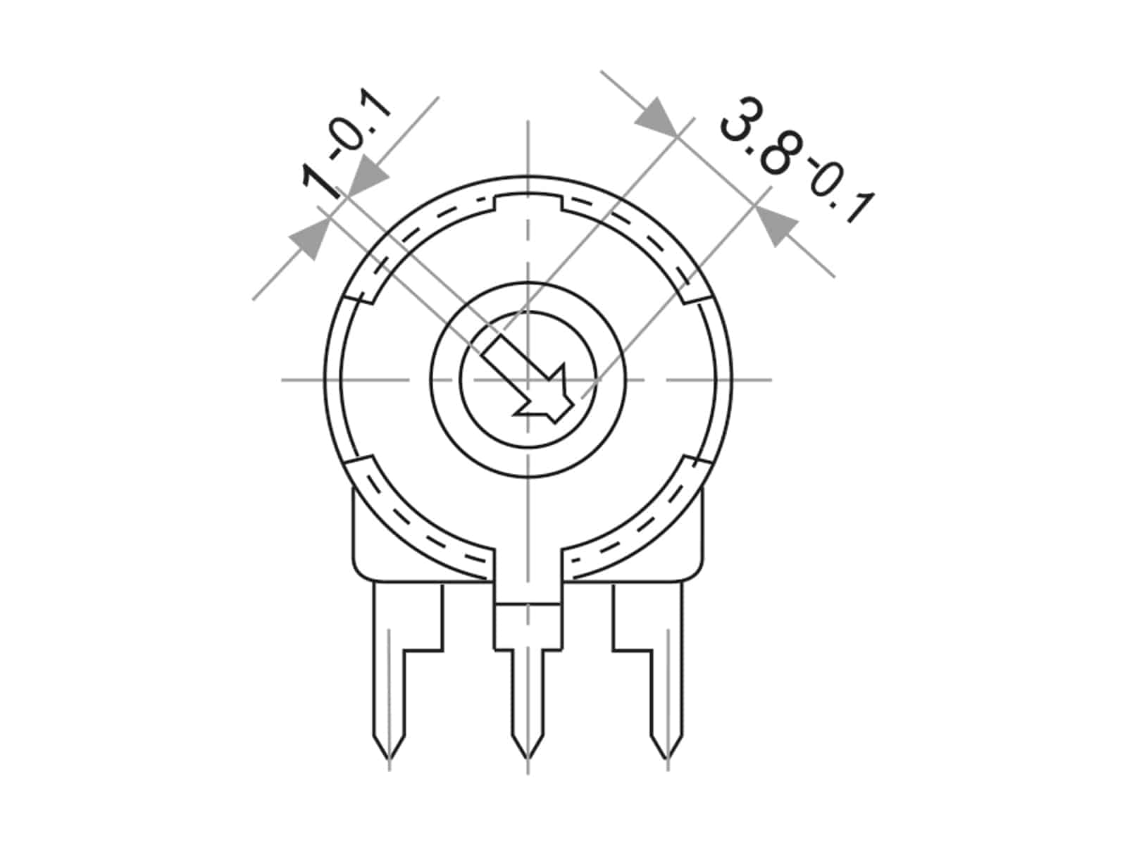 PIHER Potentiometer PT-10, 250 Ω, stehend