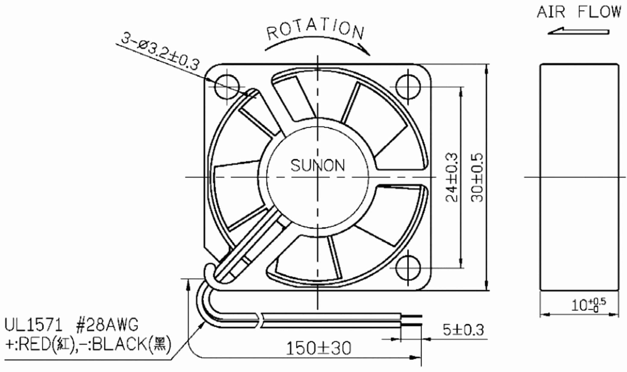 SUNON Axiallüfter MF25100V21000UA99, 25x25x10 mm, 5 V-