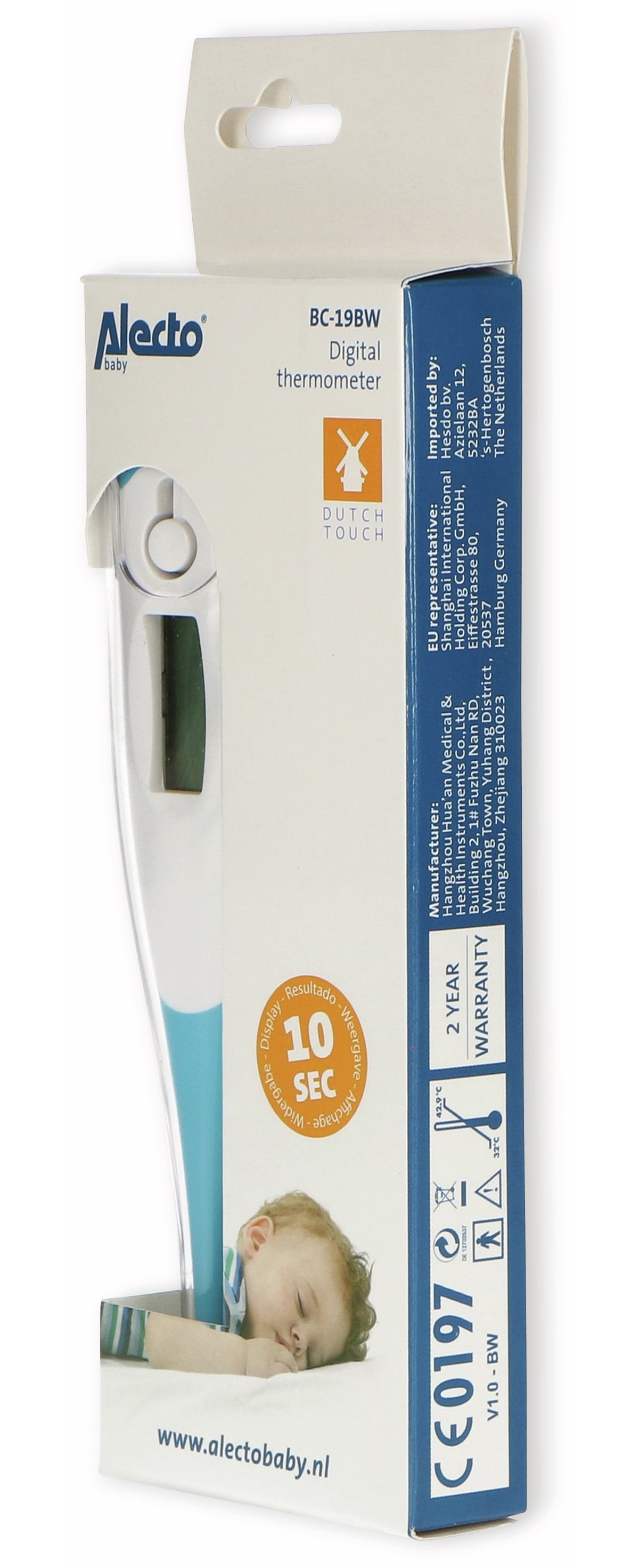 ALECTO Digitales Fieberthermometer BC-19BW, blau