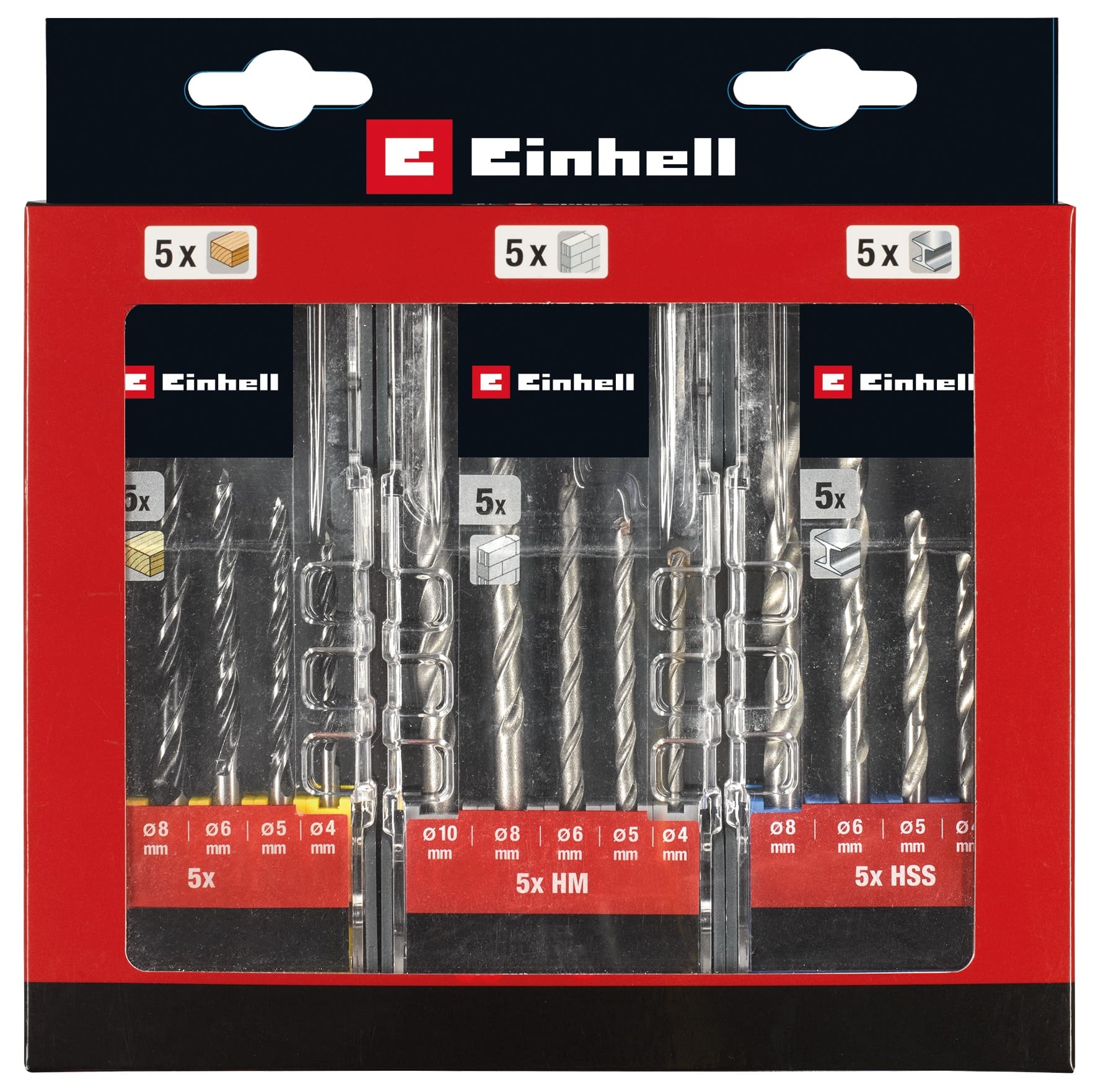 EINHELL Bohrer-Set POWERBOX, 49109157, Kassetten, 3er-Set, 15-teilig