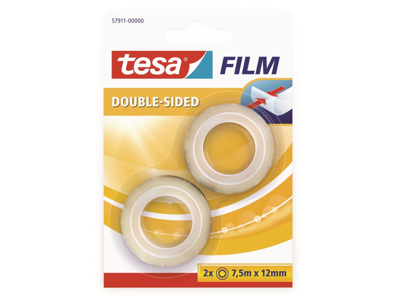 TESA film® doppelseitig, 2 Rollen, Blister, 7,5m:12mm, 57911-00000-01