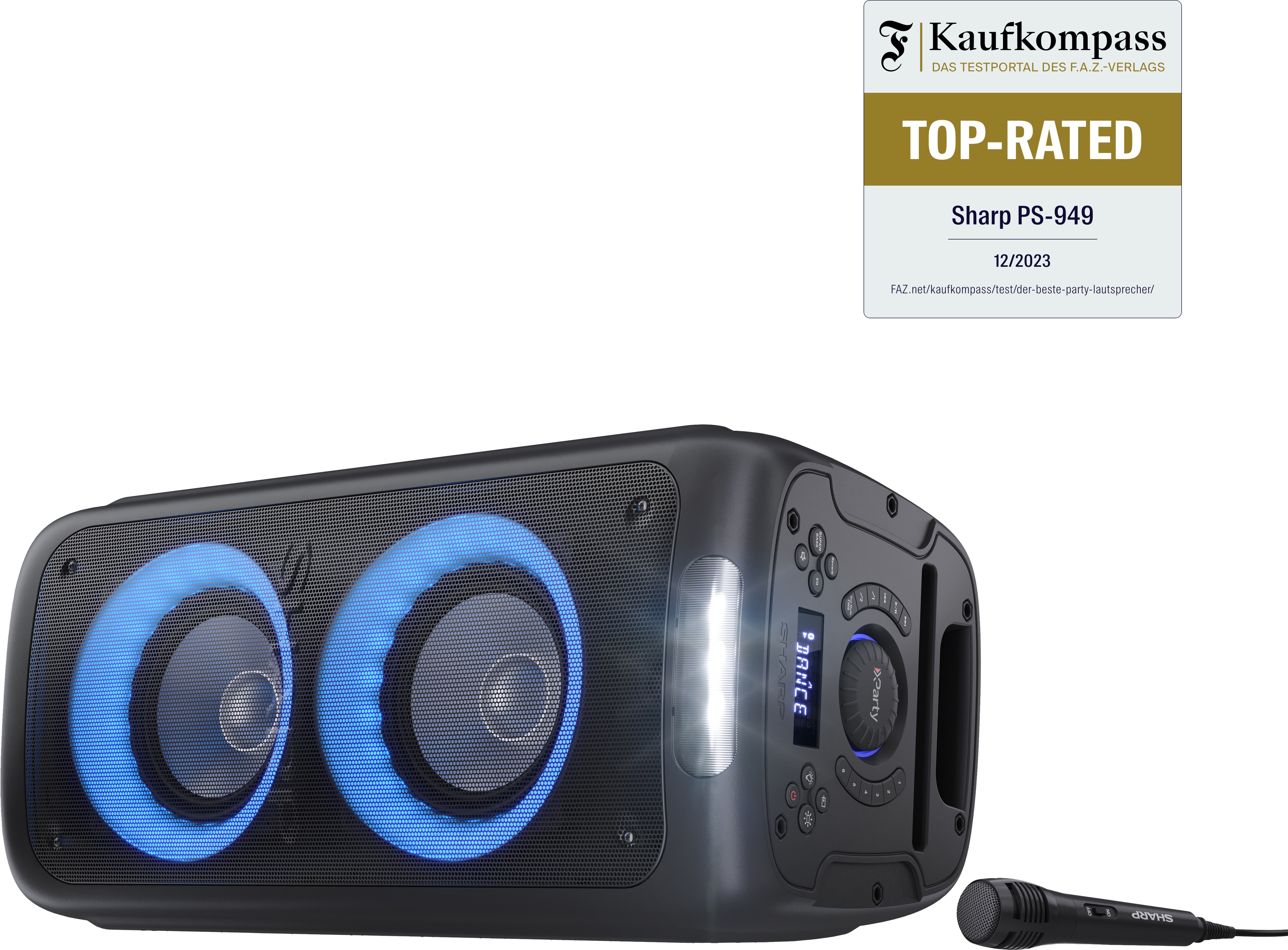 SHARP Party-Lautsprecher PS-949, tragbar, Bluetooth, USB, MP3, 132 W