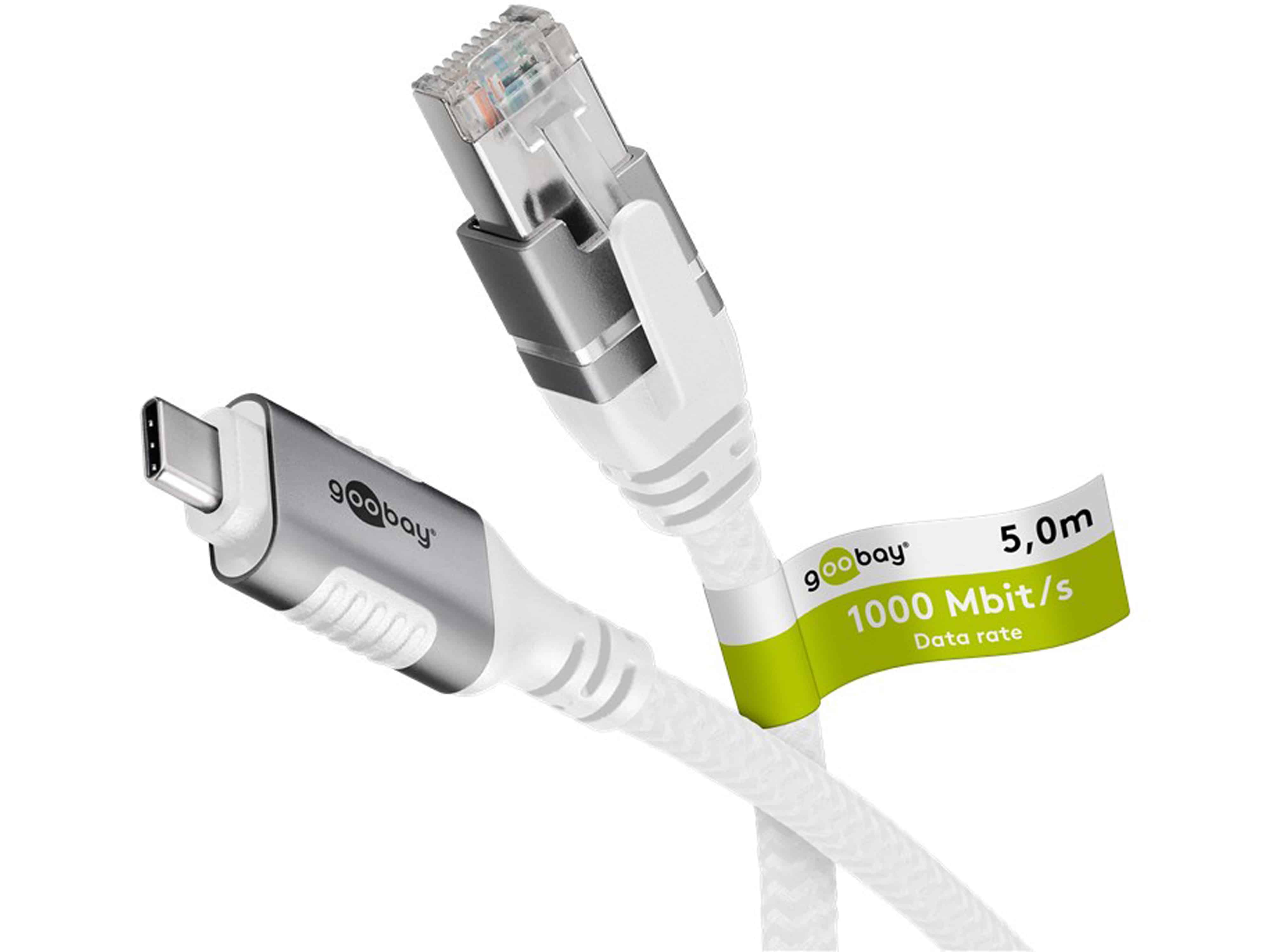 GOOBAY Ethernet-Kabel CAT6 USB-C 3.1 auf RJ45 5m