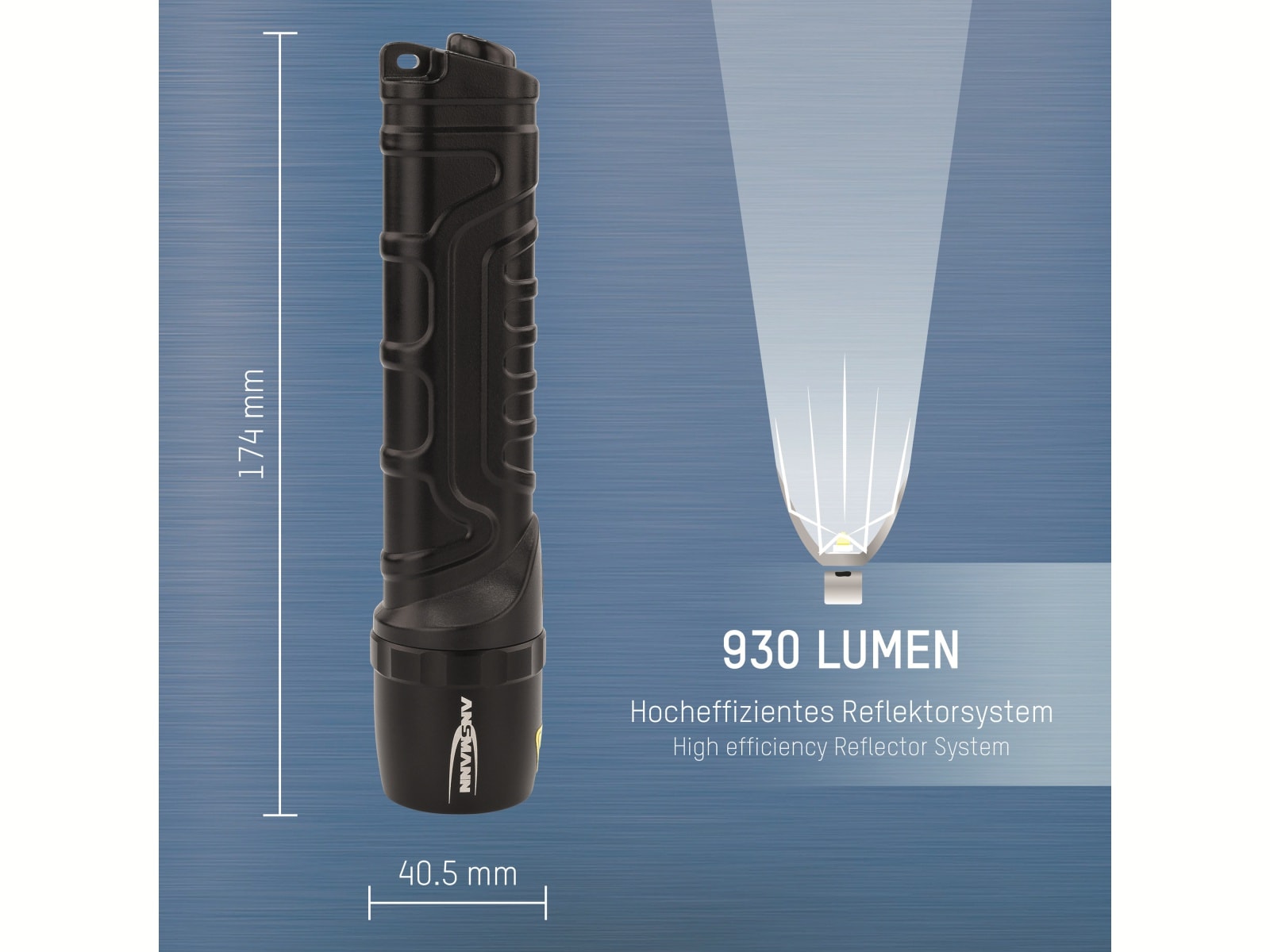 ANSMANN LED-Taschenlampe M900P, 10W, 930 lm, batteriebetrieben