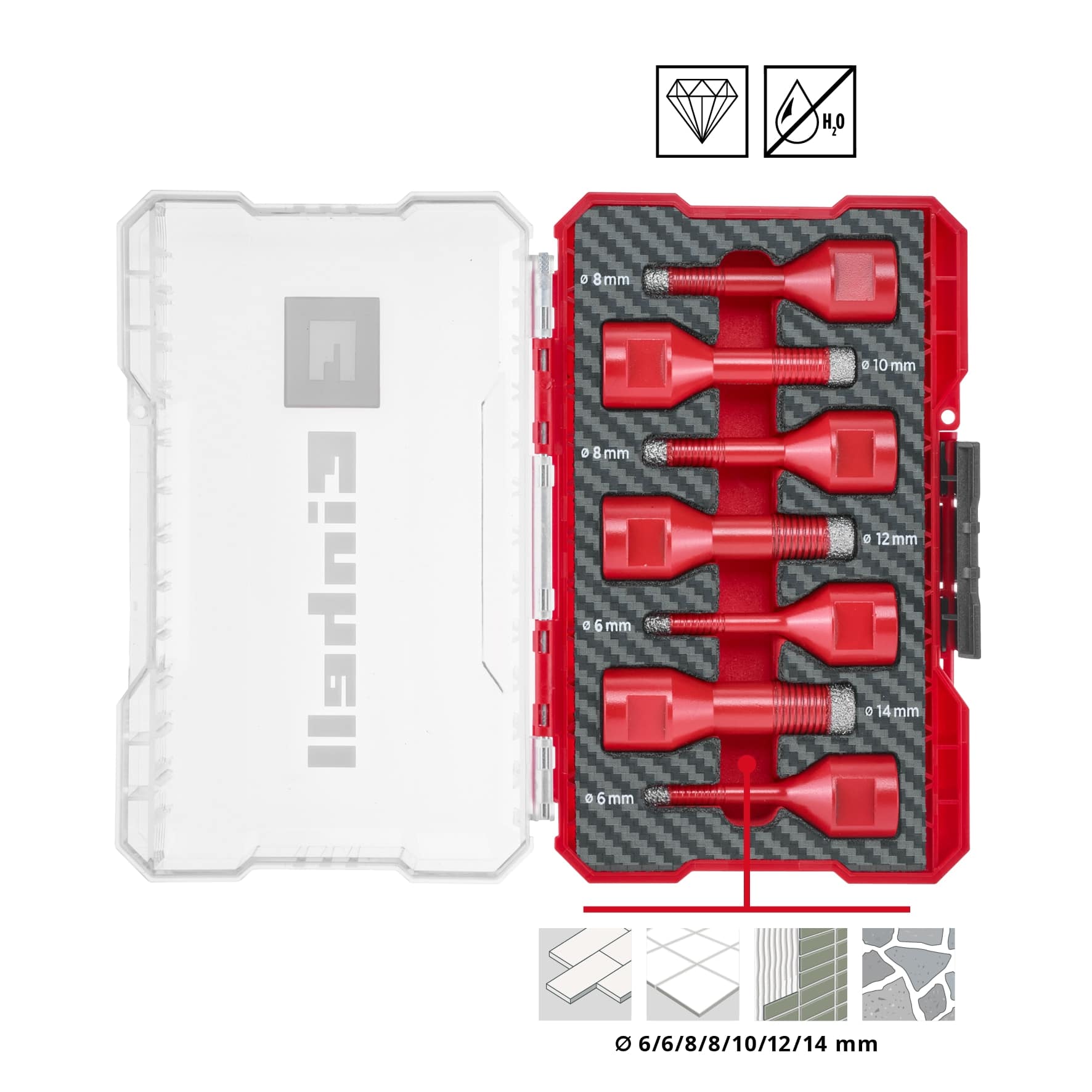 EINHELL Fliesenbohrer-Set, 500400, M-Case, 7-teilig