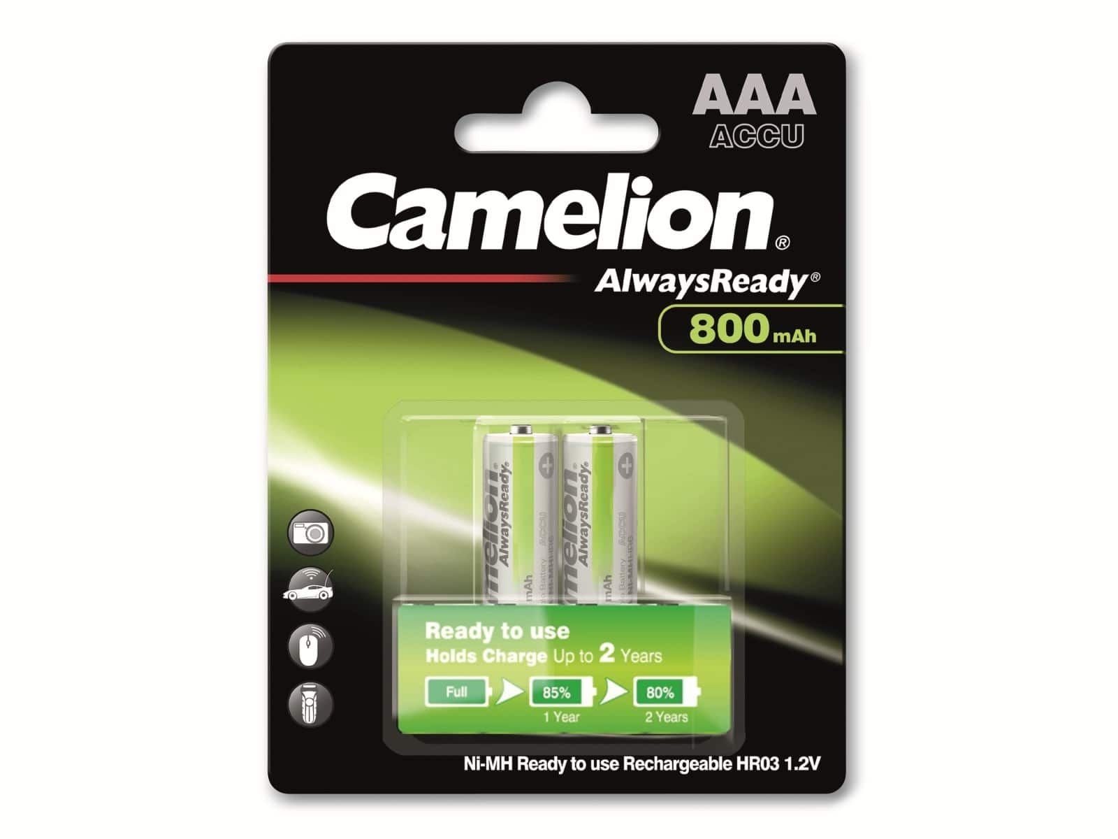 CAMELION NiMH-Micro-Akku AlwaysReady, 800mAh, 2 Stück