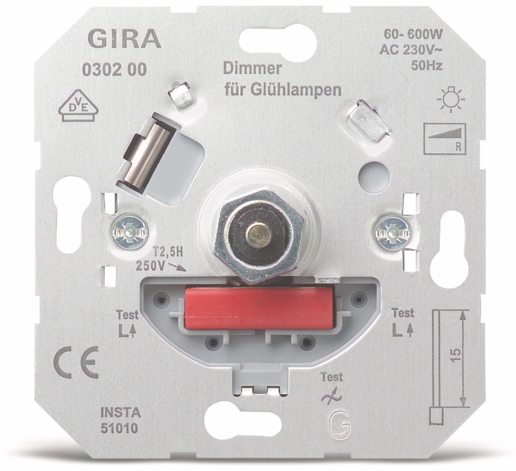 GIRA UP-Einsatz 030200, Dreh-/Druckdimmer, 60…600 W