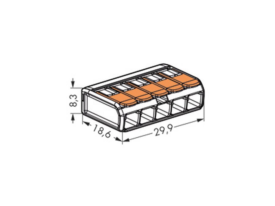 WAGO Steckklemmen 221-415, 5-polig, 0,2...4 mm², 25 Stück