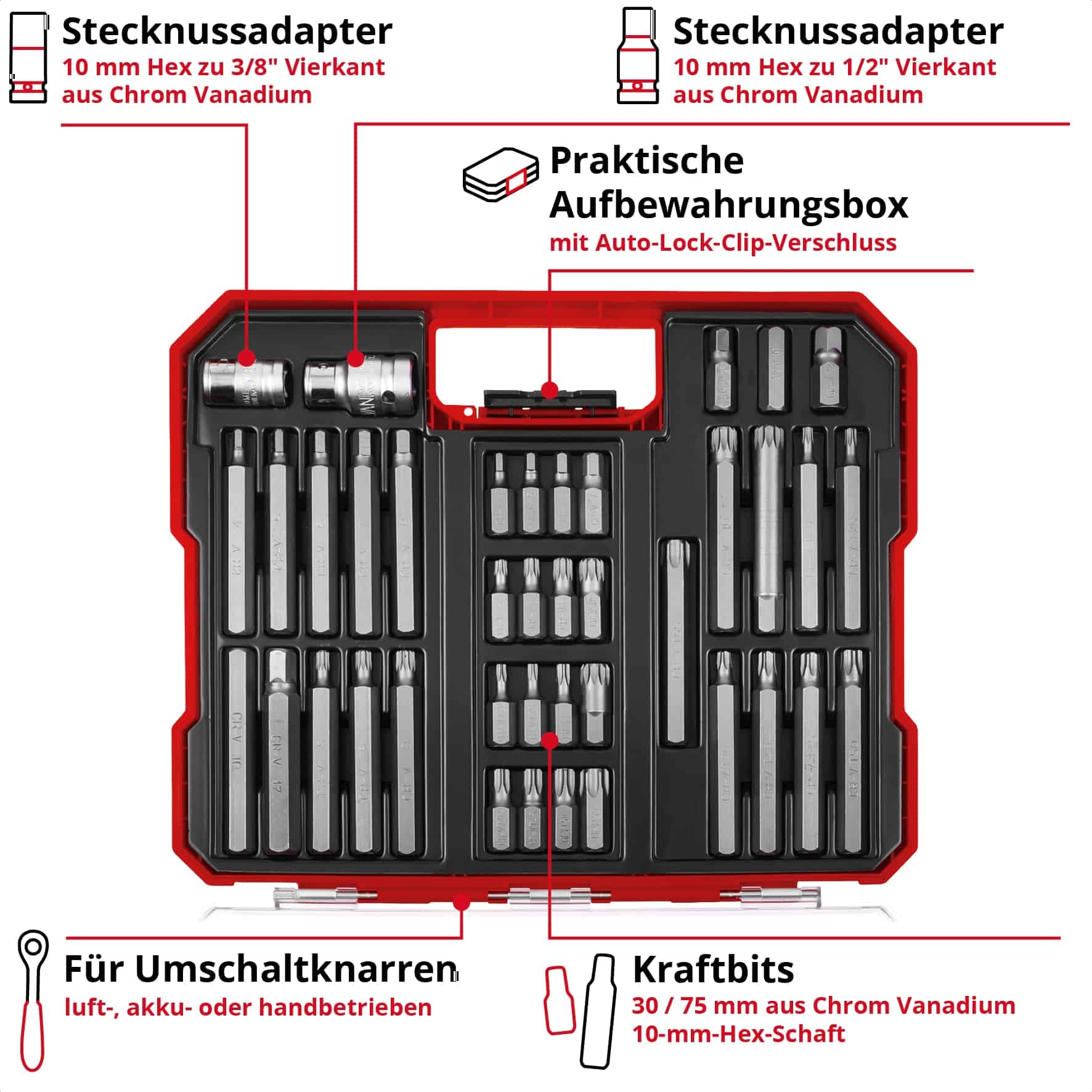 EINHELL Kraftbit-Set, 109032, XL-Case, 40-teilig