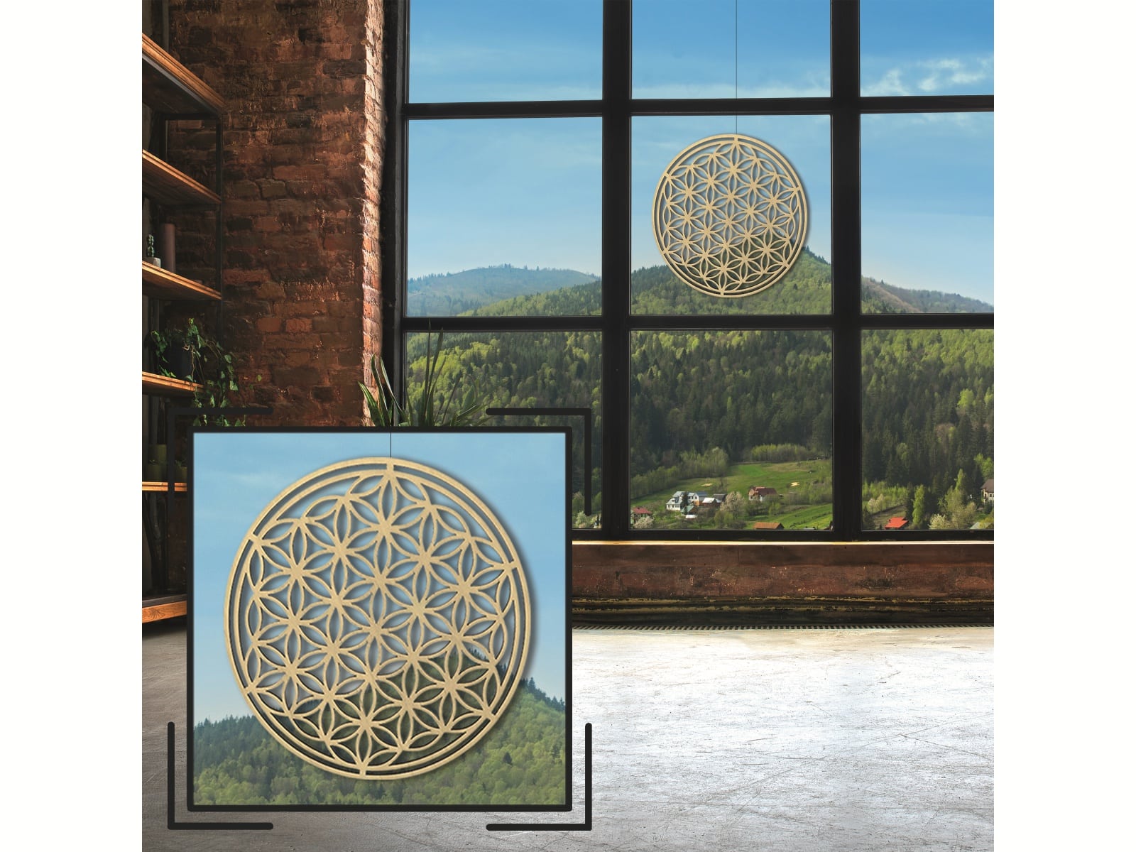 HOLZBIBER® Blume des Lebens 30 cm Durchmesser, zum Aufhängen Fensterschmuck Wandschmuck Amulett