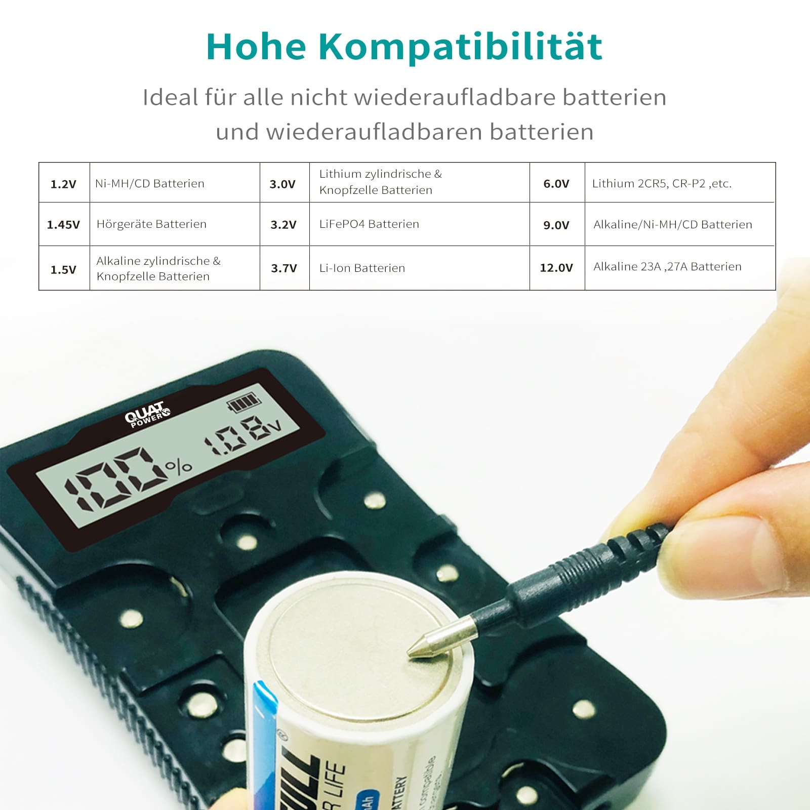 QUATPOWER Batterietester B4 Multi Check, mit Display