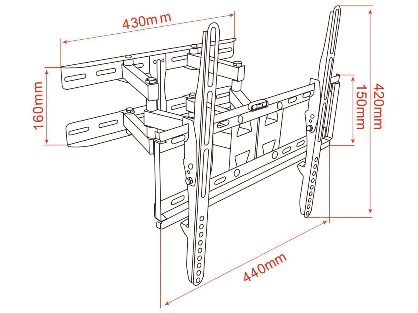 ANKARO TV-Wandhalter ANK Flex Xtrem, Vesa 400x400 mm, 66 - 142 cm (26" - 56")