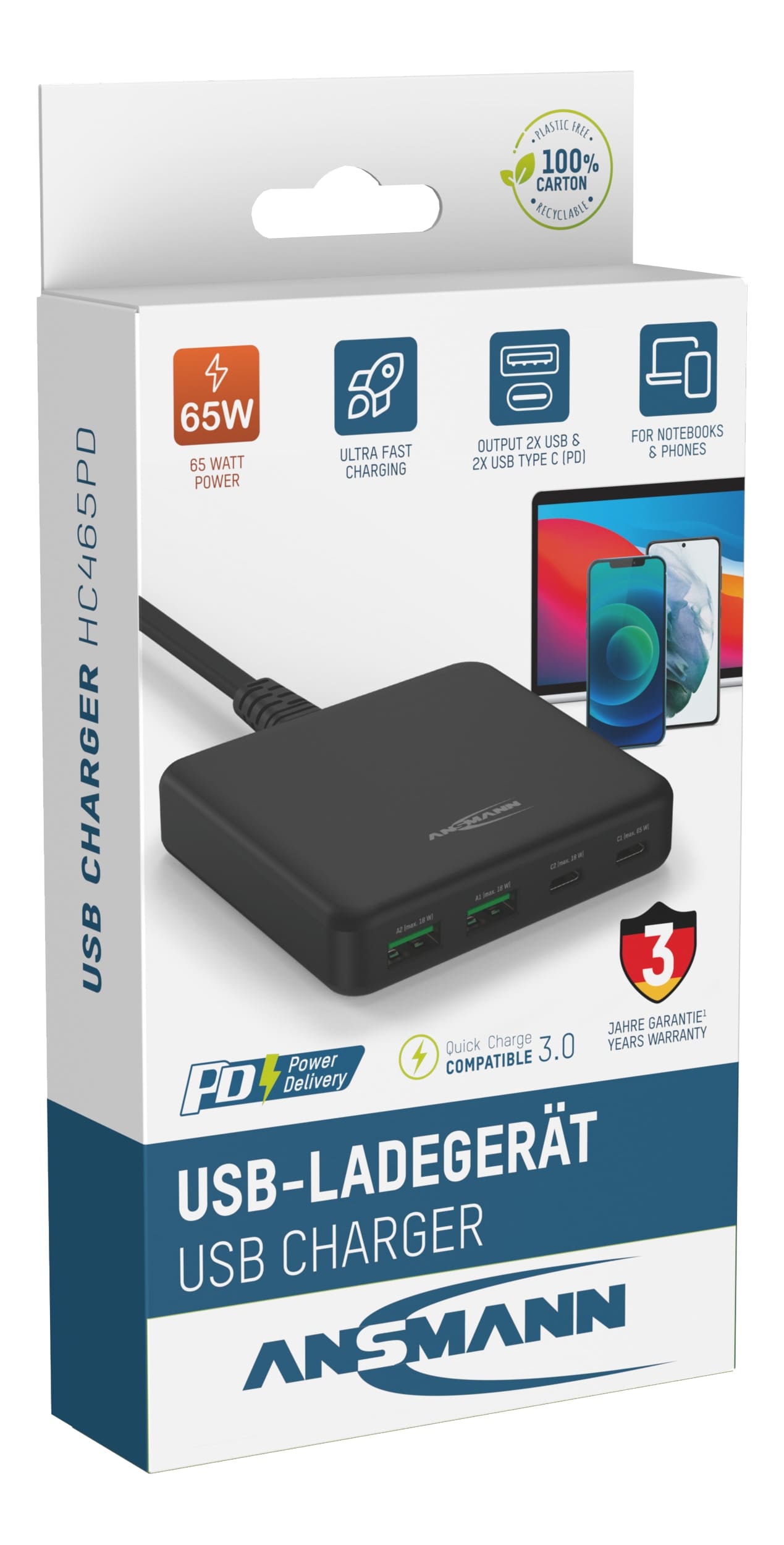 ANSMANN USB-Ladegerät Desktop Charger DC465PD, 4-fach USB Ausgang