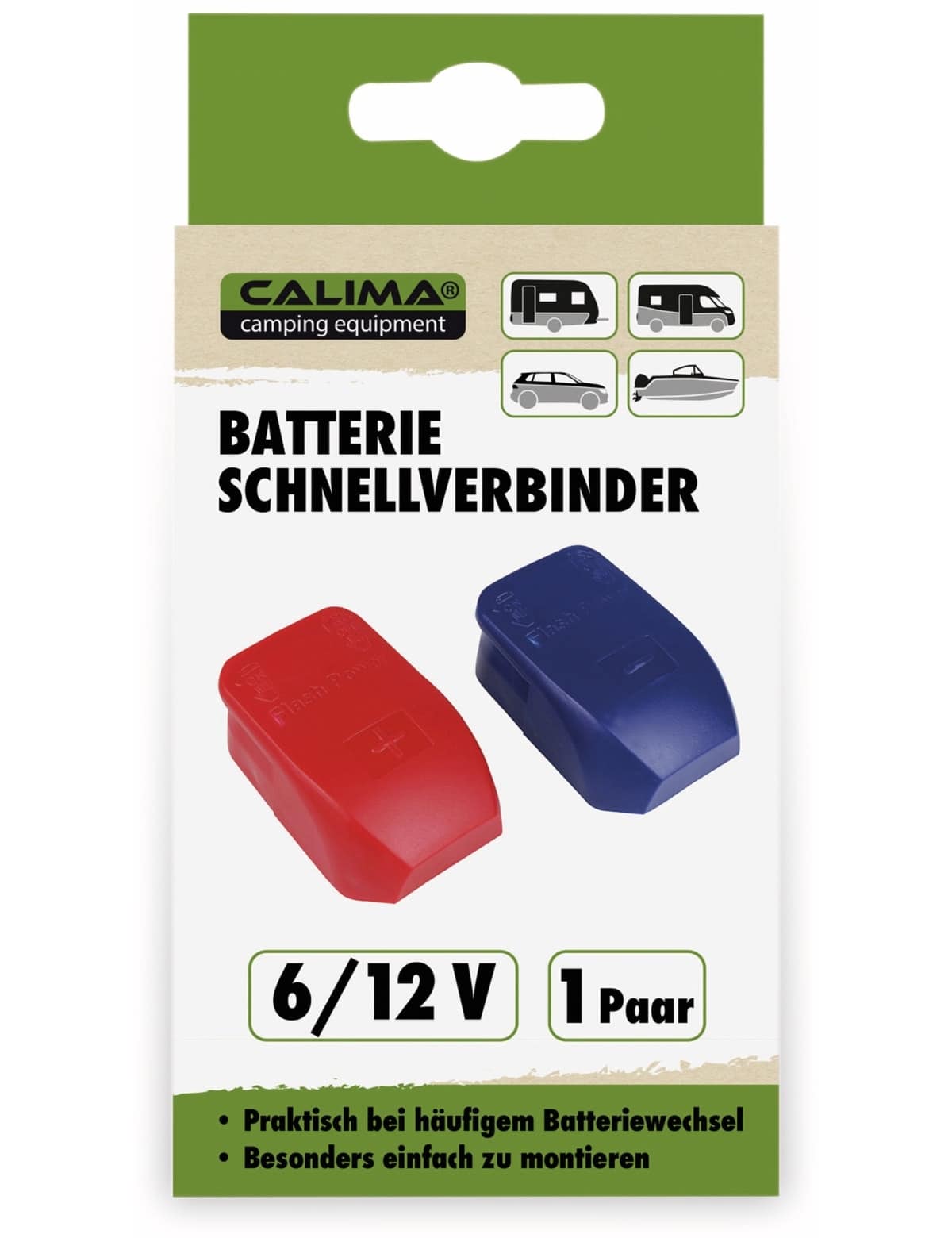 CALIMA CAMPING EQUIPMENT Batterie Schnellverbinder, 6/12 V-, 2 Stück