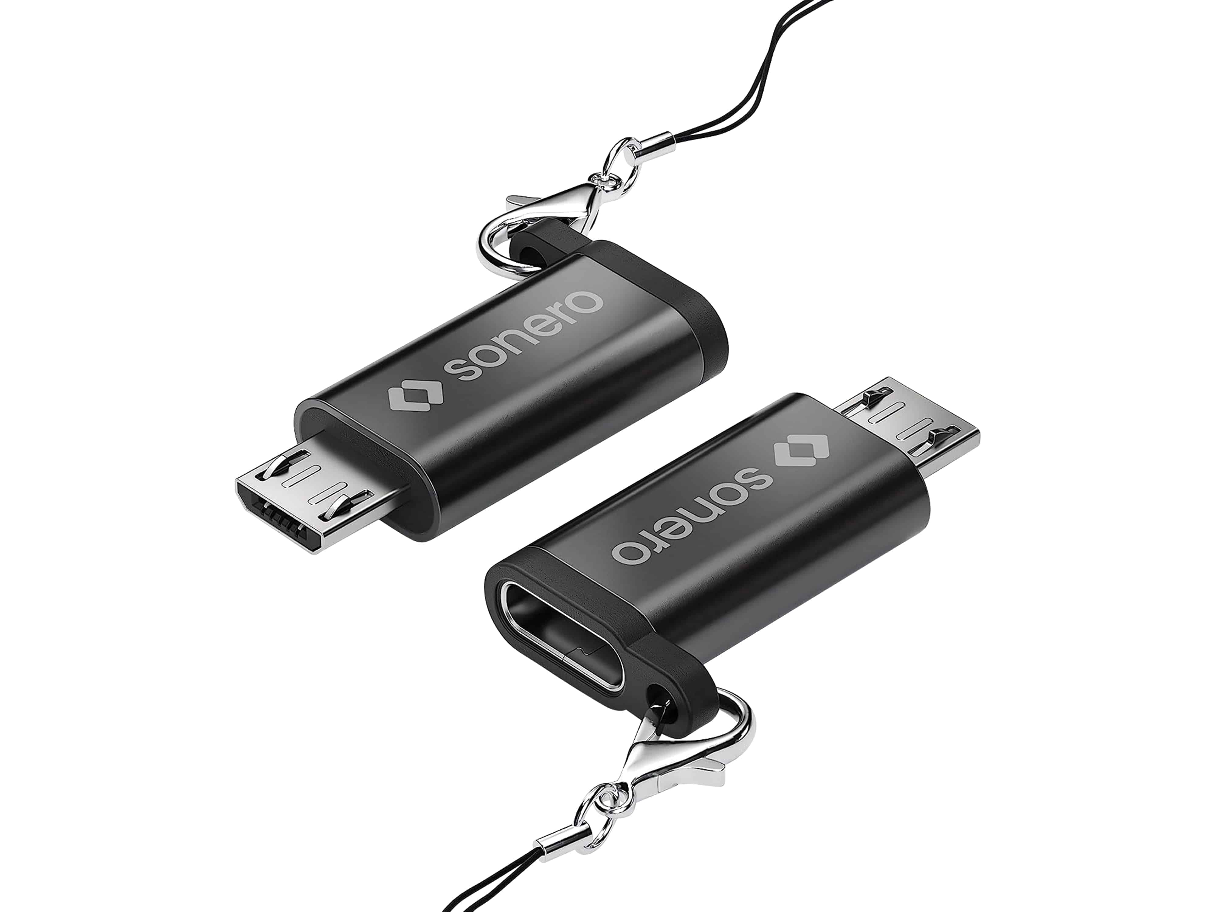 SONERO USB-Adapter OTG, Micro-USB auf USB-C Buchse, alu/schwarz