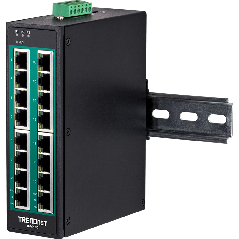 TRENDNET Switch 16-Port Industrial Gigabit PoE+ 