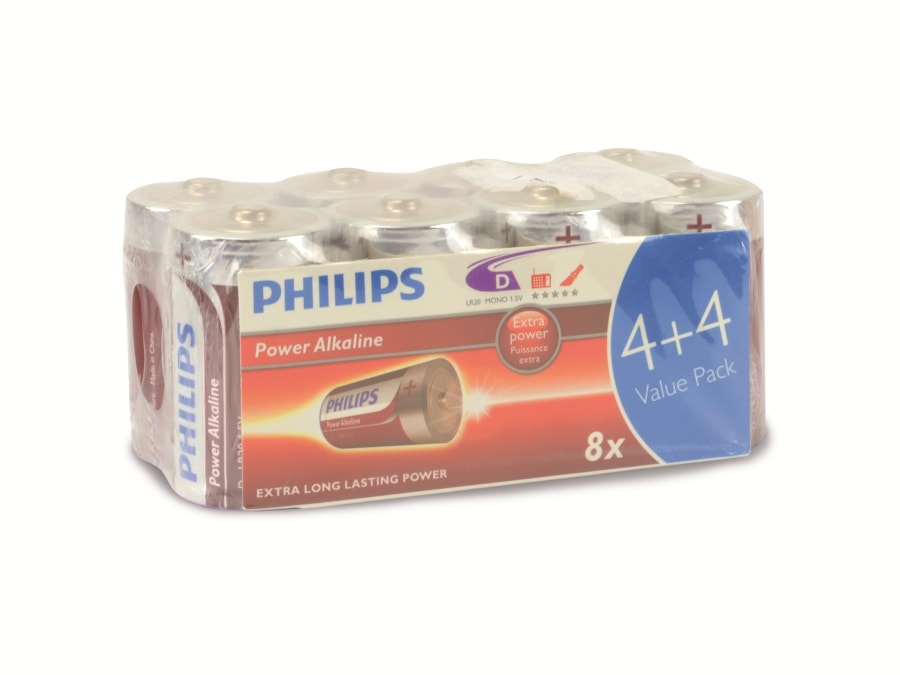PHILIPS Mono-Batterie Power Alkaline, 8 Stück