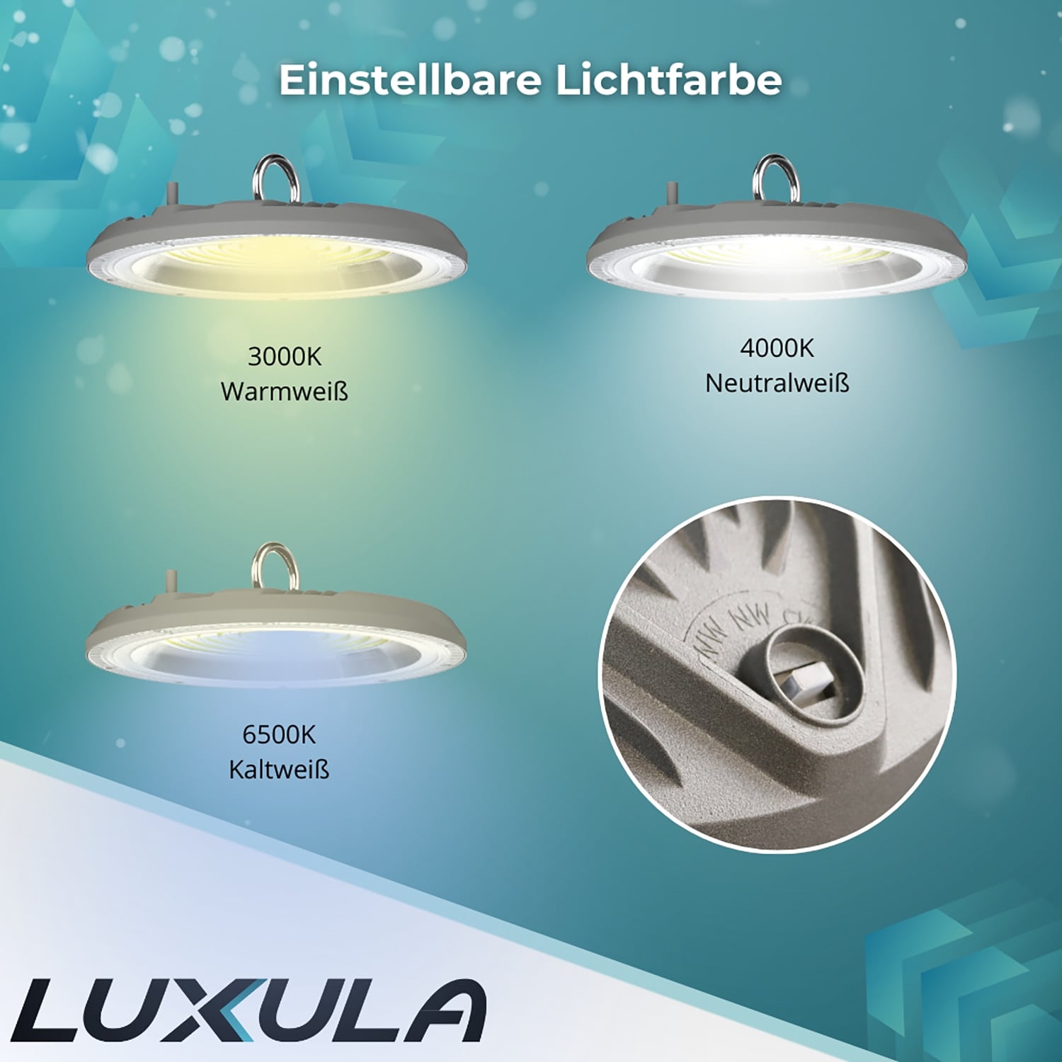 LUXULA LED-Hallenleuchte LX500137, HighBay, UFO, 200W, 20000lm, CCT, IP65