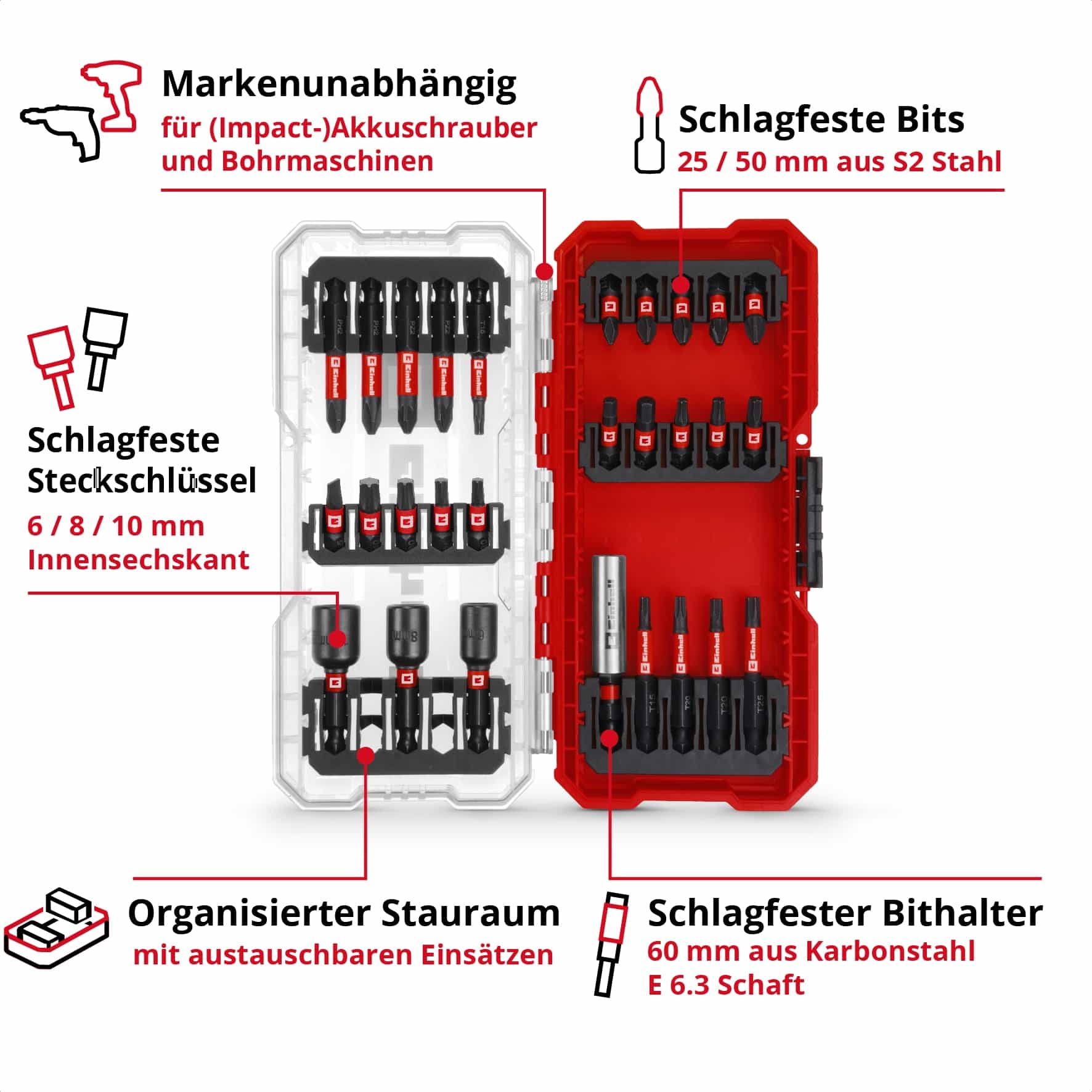 EINHELL Bit-Set, 108703, S-Case, 28-teilig