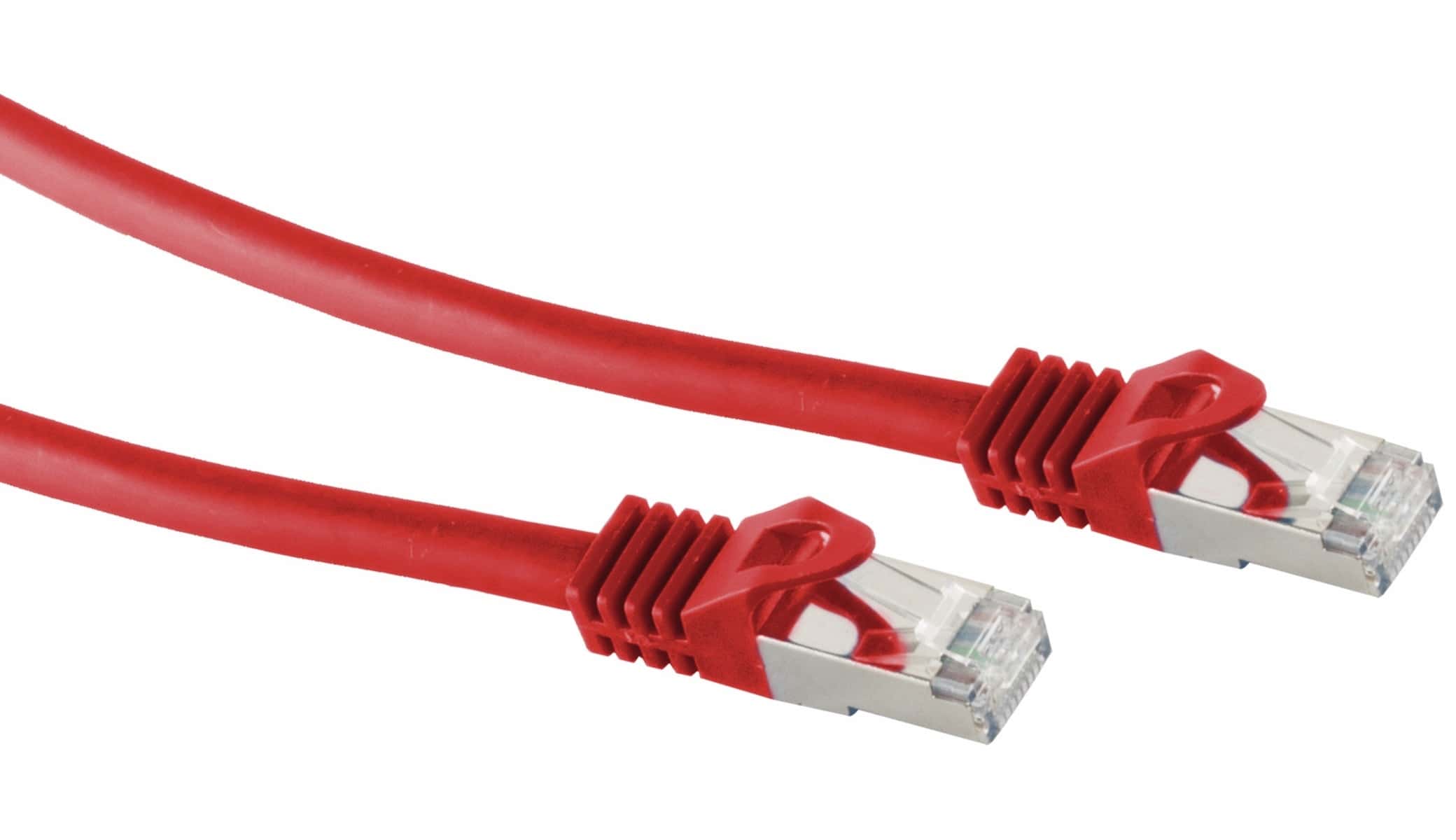 S-IMPULS RJ45 Patchkabel S/FTP (PIMF), m. CAT.7 Rohkabel, 0,25 m, rot