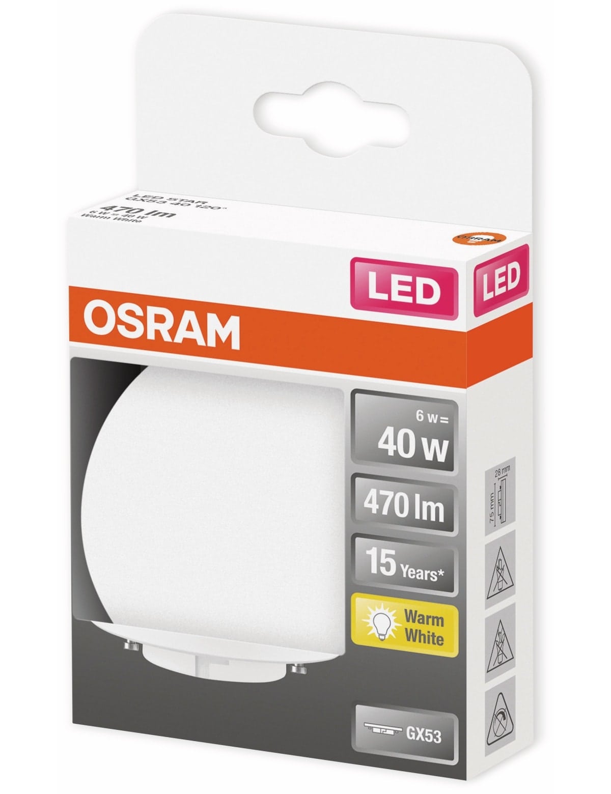 OSRAM LED-Lampe, GX53, 4,9 W, 470 lm, 2700 K