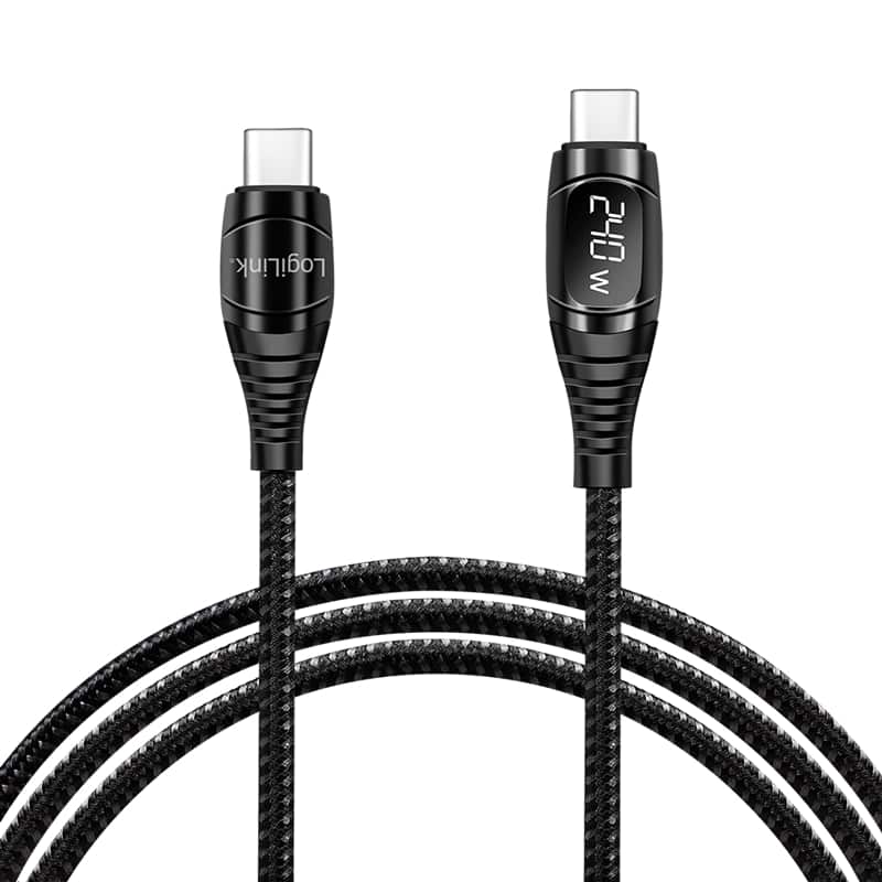 LOGILINK USB-Kabel CU0185, USB-C/USB-C, 2 m, schwarz