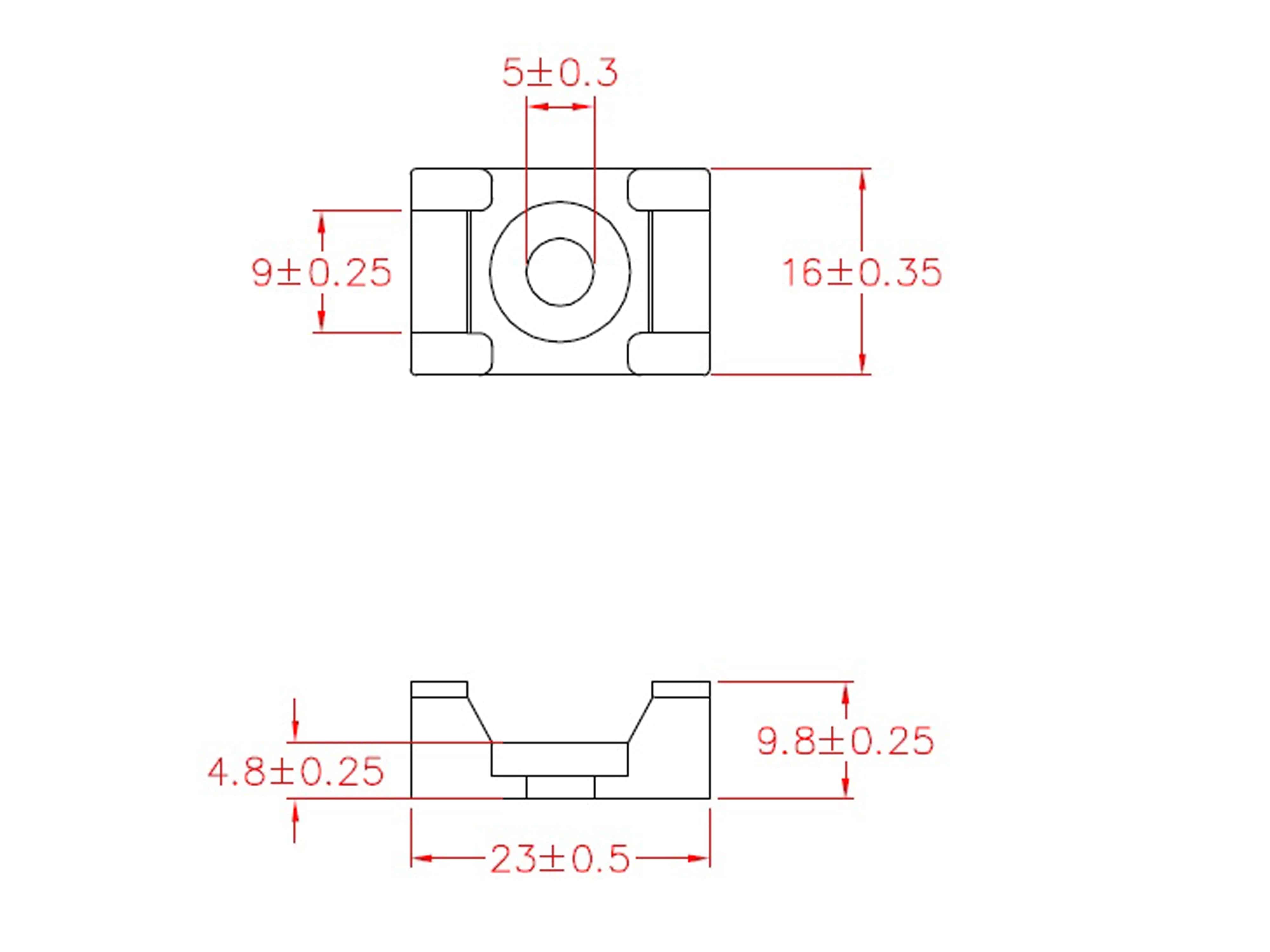 KSS Befestigungssockel schraubbar Polyamid 6.6, Natur, Befestigungsloch 5, L=23, B=16, 1 Stück