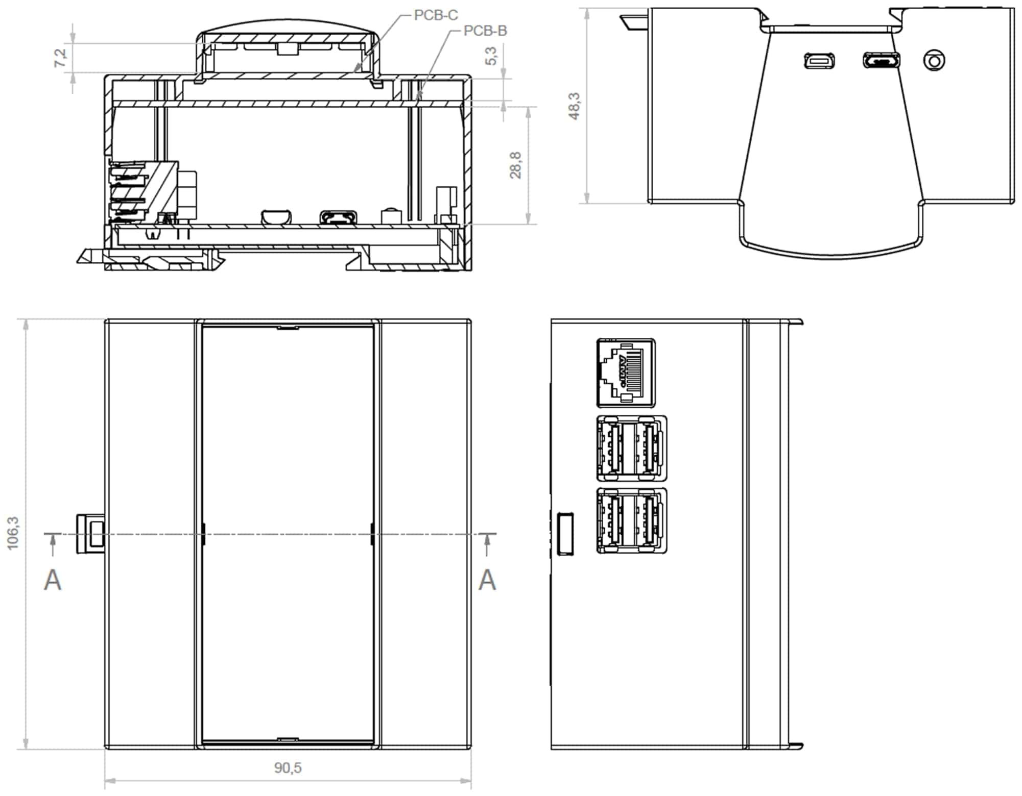 ITALTRONIC Hutschienen-Gehäuse für ODROID-C1, 6TE