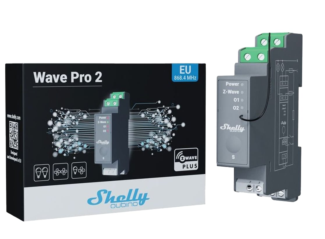 SHELLY Relais Wave Pro 2, Hutschiene, grau