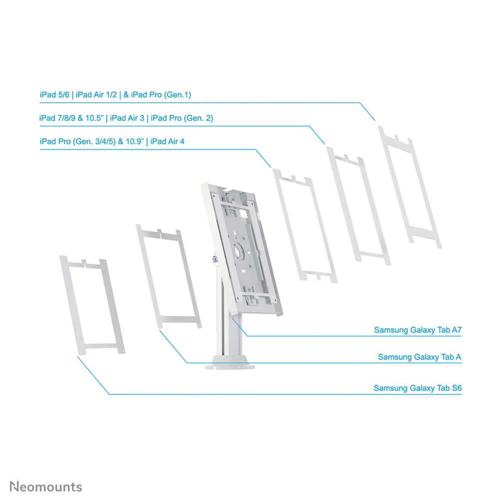 NEOMOUNTS by Newstar Tischhalterung Tablet 24,6 - 27,9 cm (9,7"-11"), drehbar, weiß