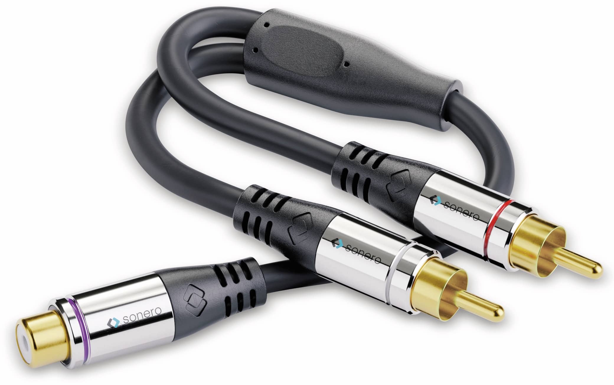 SONERO Audioadapter 0,20 m, 2x Cinchstecker auf Cinchbuchse