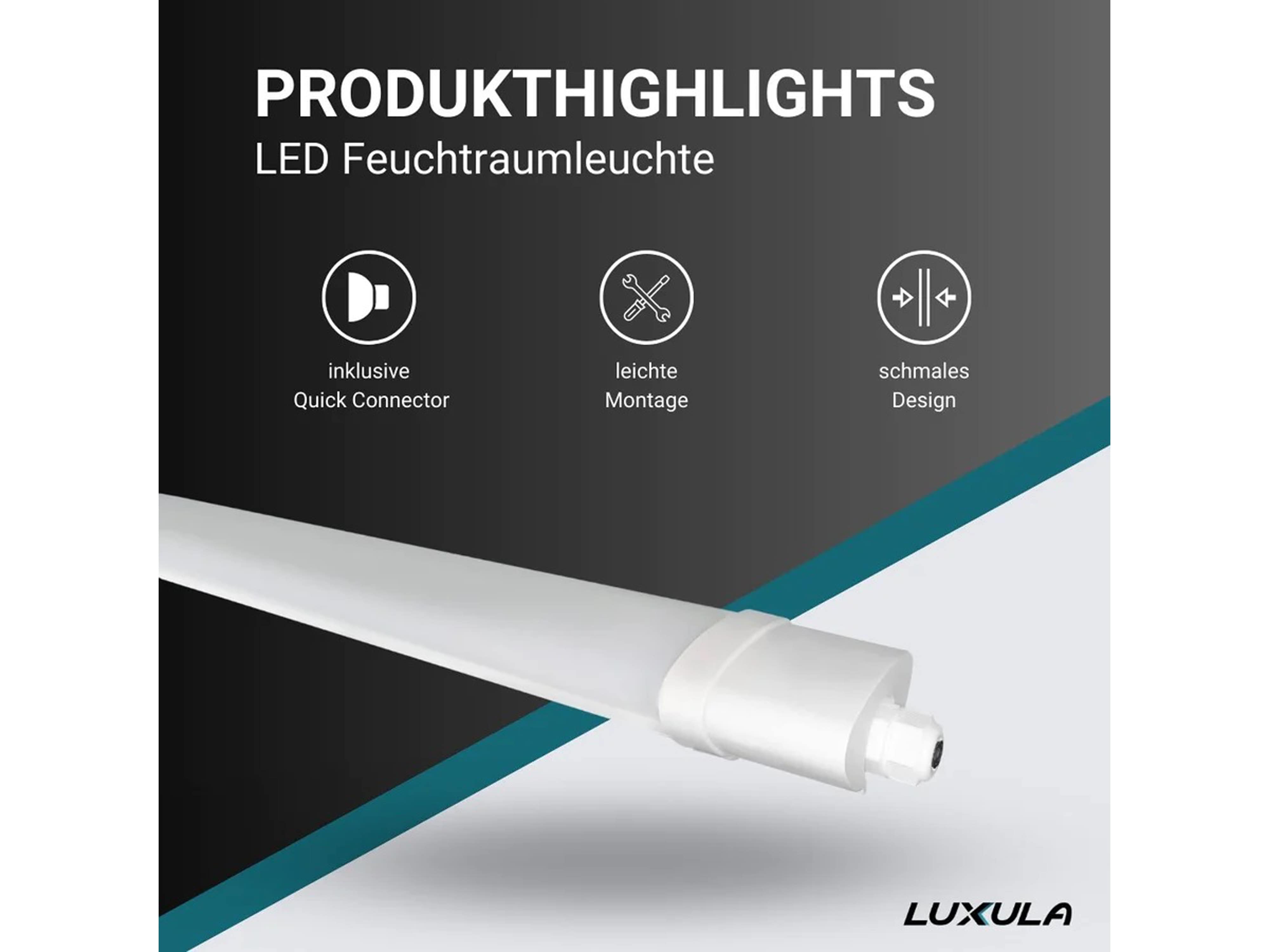 LUXULA LED-Feuchtraumleuchte, EEK: F, 36W, 3250lm, 4000K, 1200mm