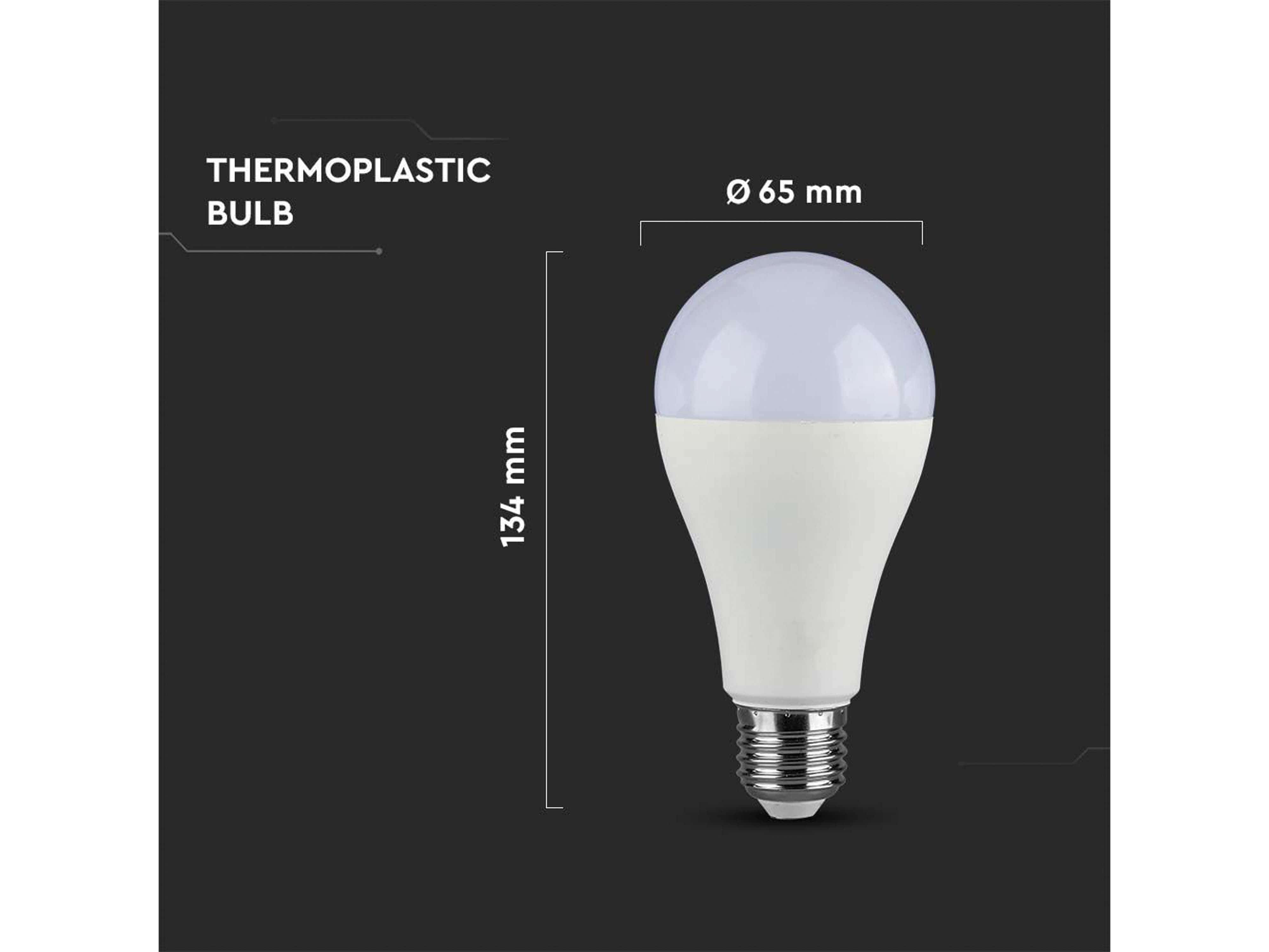 V-TAC LED-Lampe, Tropfenform, E27, EEK: F, 15W, 1521lm, 4000K