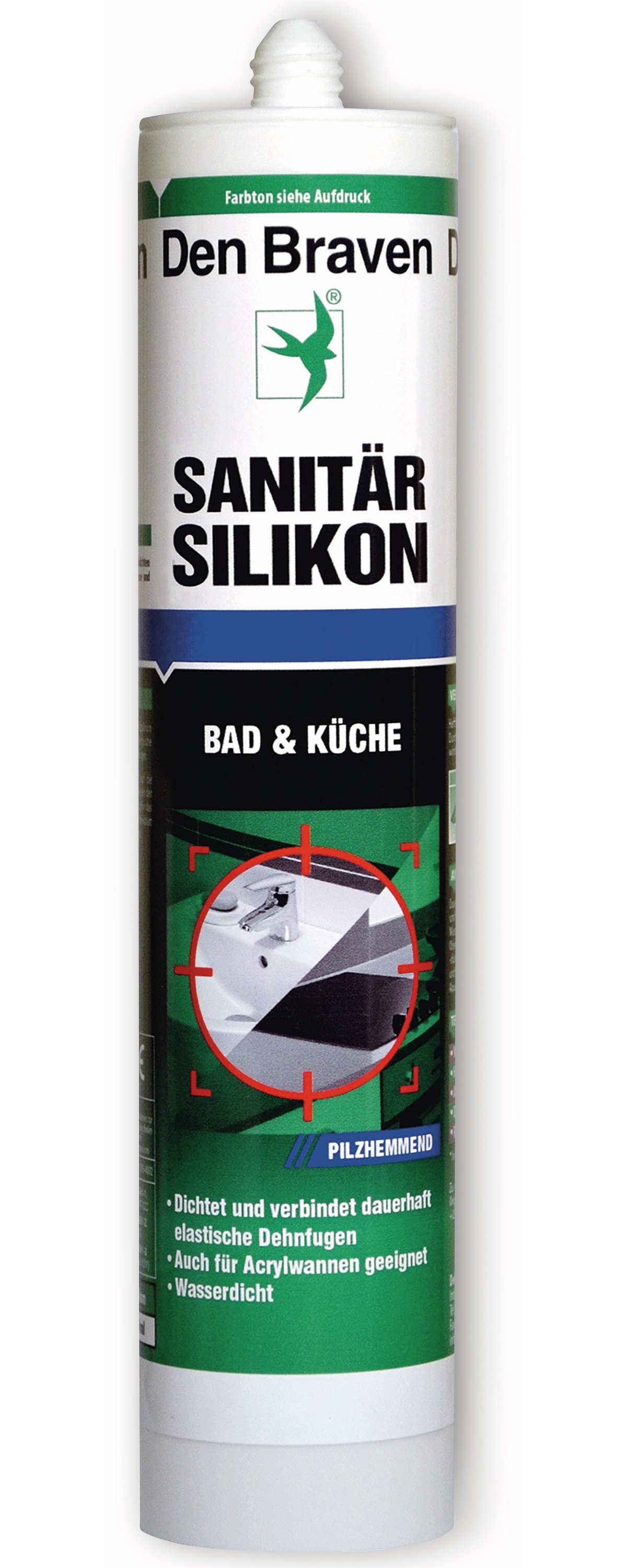 DEN BRAVEN Sanitär Silikon schwarz, 300 ml