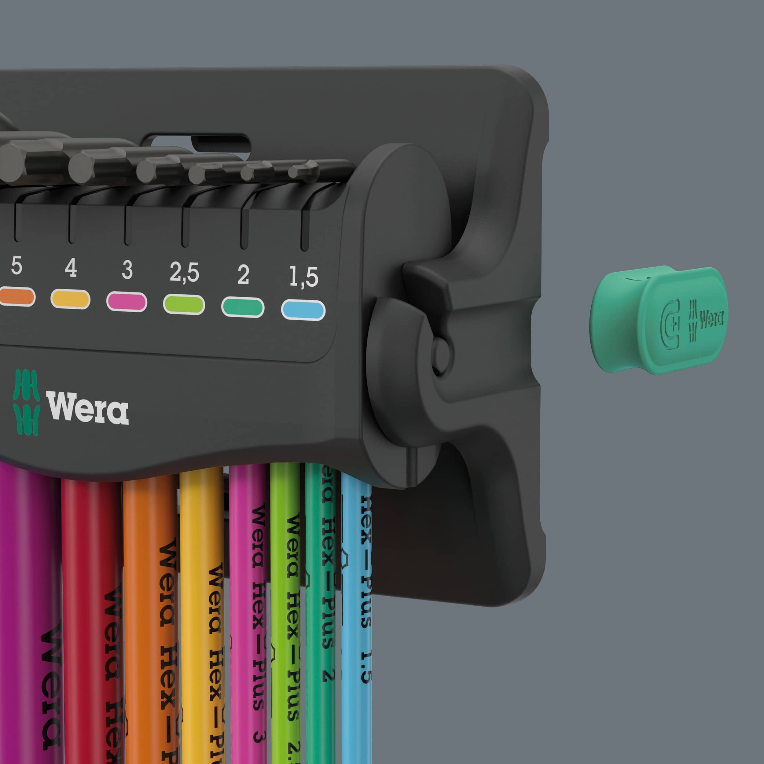 WERA Winkelschlüsselsatz, 950/9 Hex-Plus Multicolour 3, 05133165001, metrisch, BlackLaser, 9‑teilig