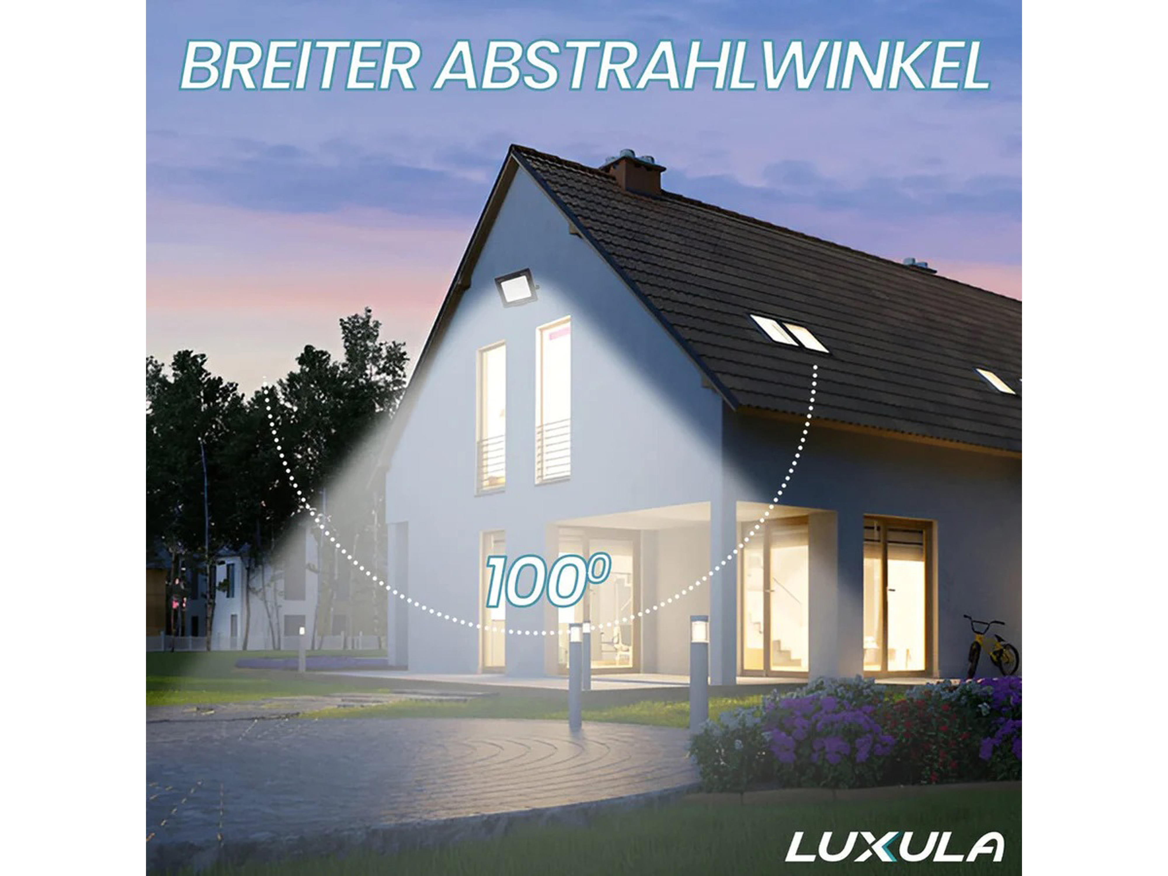 LUXULA LED-Fluter mit Bewegungsmelder, EEK: F, 50W, 5000lm, 3000K, schwarz