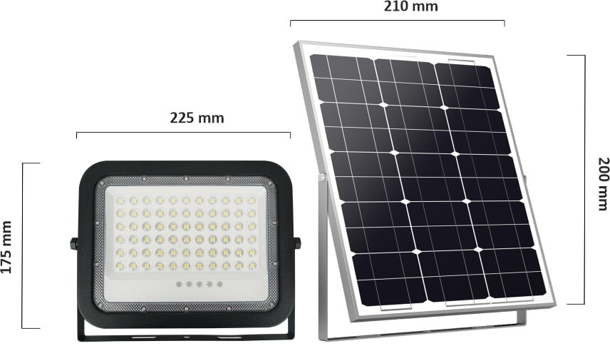 ENOVALITE Solar LED-Fluter, mit Akku, 300 W, 3800 lm, 6500 K