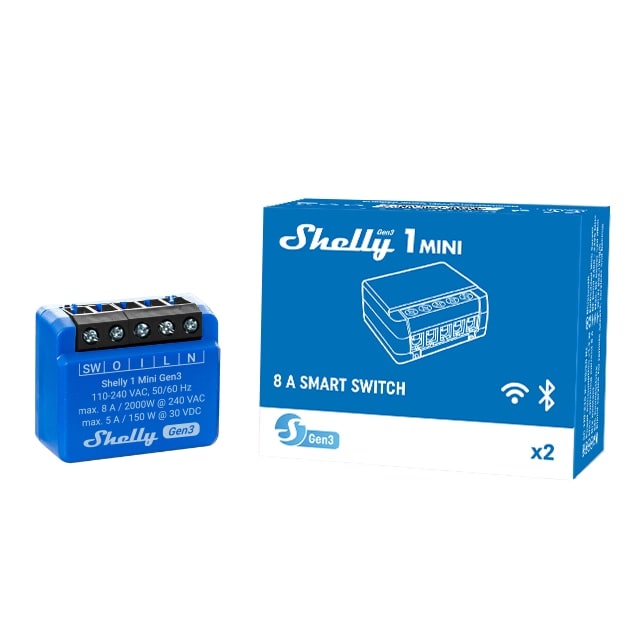 SHELLY WLAN-Schaltaktor 1 Mini Gen 3, blau