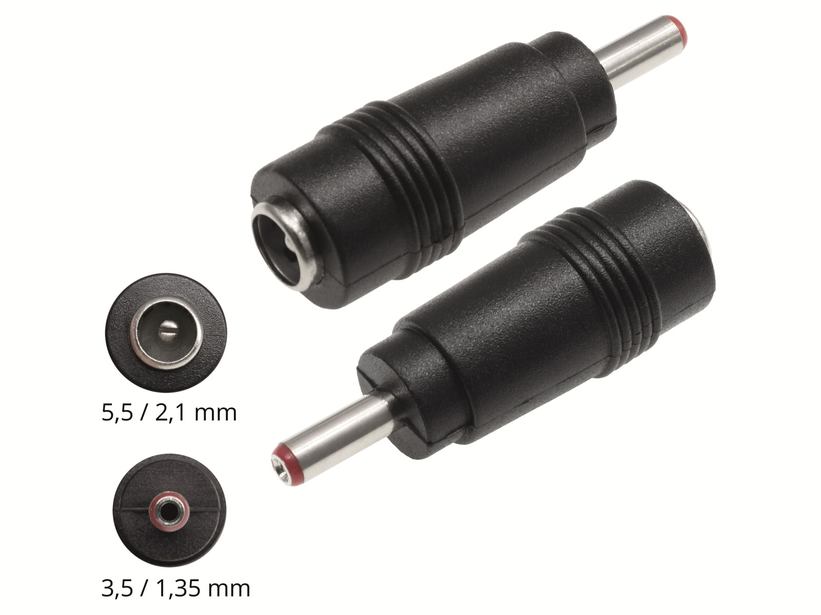 Hohlsteckeradapter, 5,5/2,1 Hohlkupplung auf 3,5/1,35 Hohlstecker