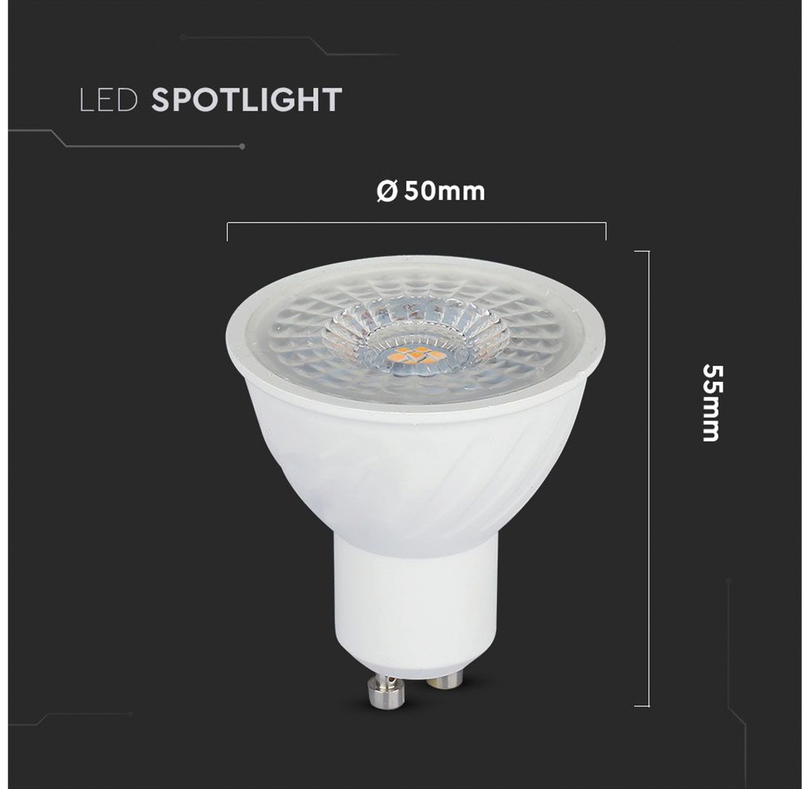 V-TAC LED-Lampe VT-247 (192), GU10, EEK: G, 6,5 W, 480 lm, 3000 K, 10 Stück