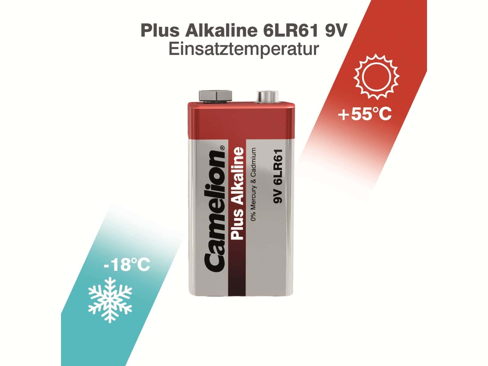 CAMELION 9V-Blockbatterie, Plus Alkaline, 6 Stück