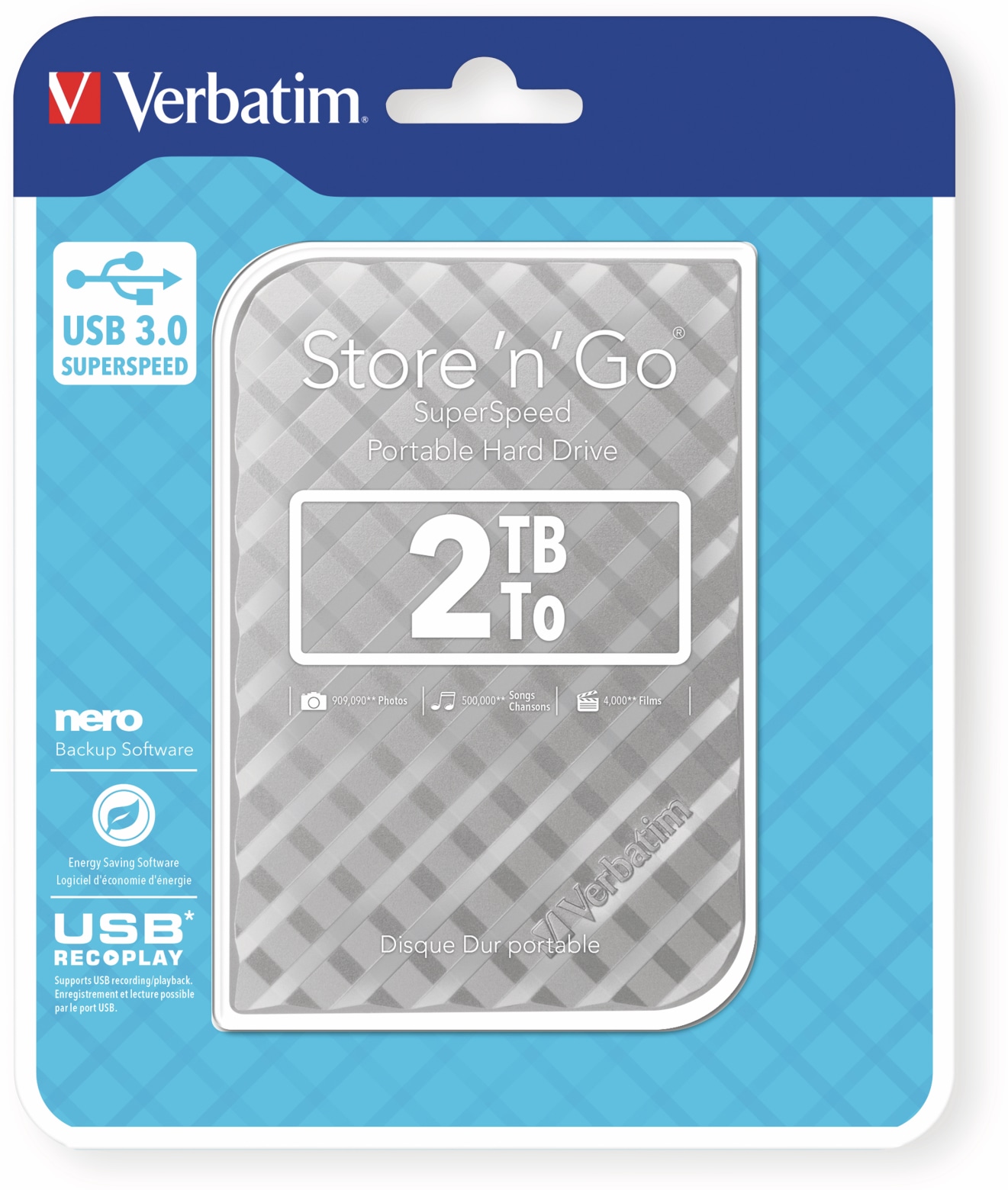 VERBATIM USB3.0 HDD Store´n´Go Gen2, 2 TB, silber