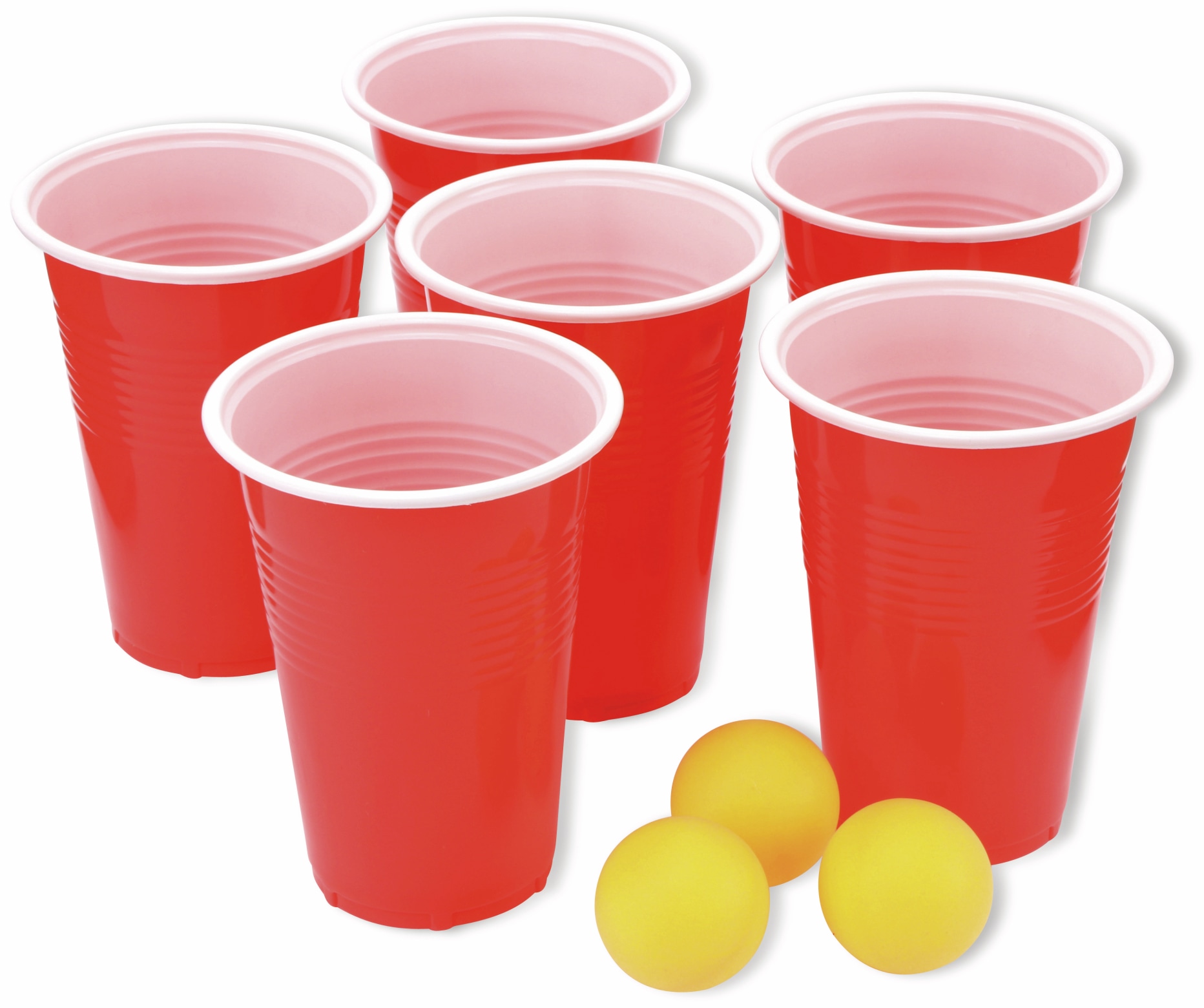 Bier Pong Spiel, 6 Becher, 3 Bälle