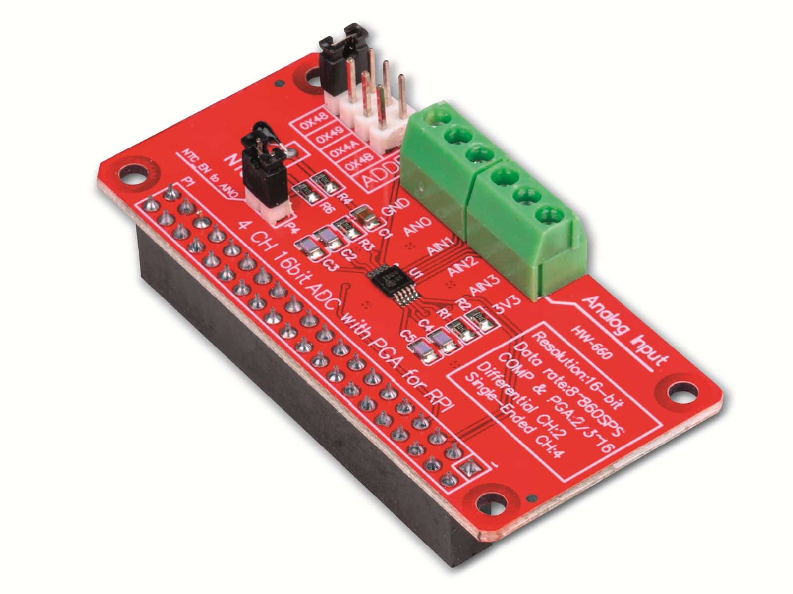 JOY-IT A/D-Modul, RB-ADC01, 4 Channel A/D Modul für Raspberry Pi