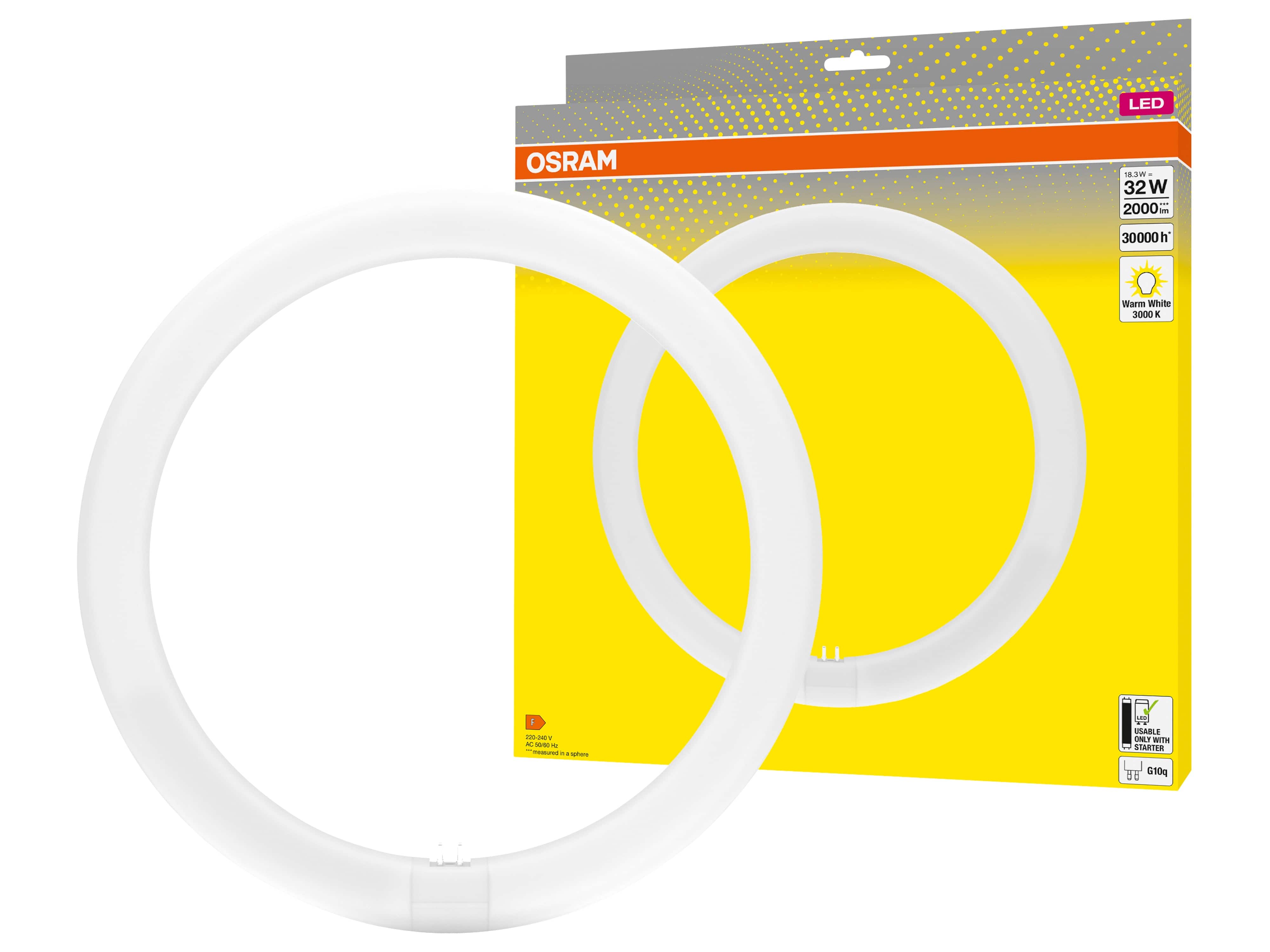 OSRAM LED-Röhre T9, Ringform, G10q, EEK: F, 18,3W, 2000lm, 3000K